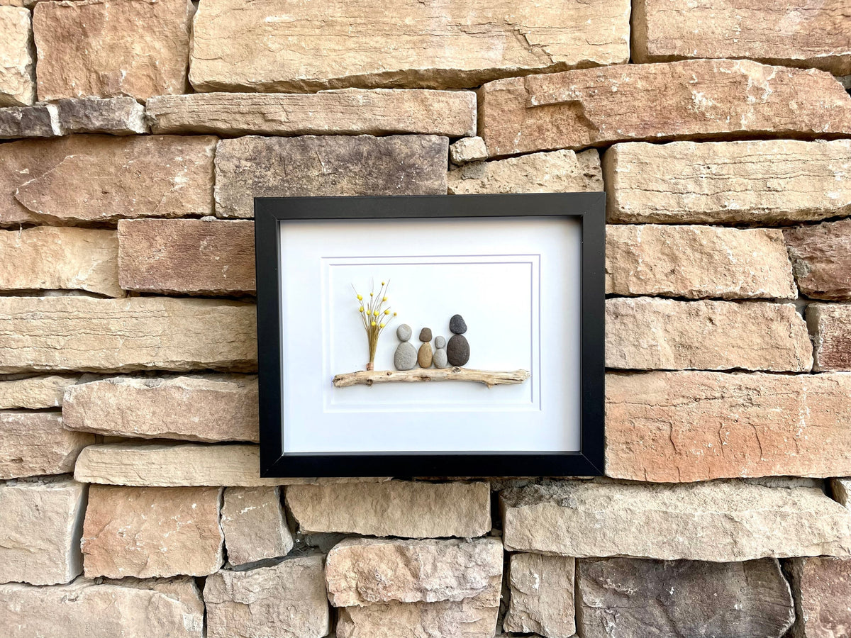 Family of Four - Personalized Family Name Option - Original Handmade Artwork - Great Personalized Gift
