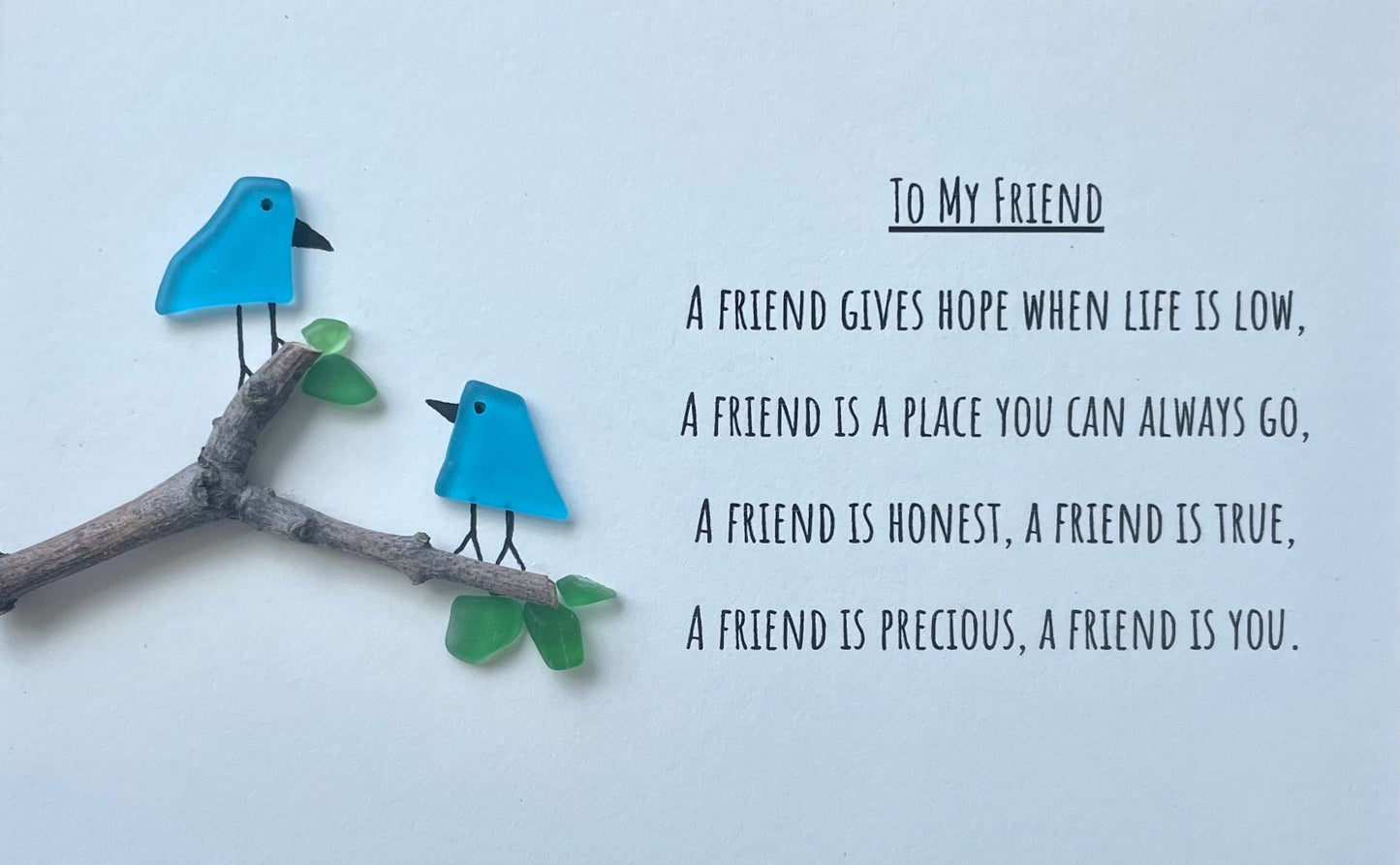Framed Friendship Poem 8x10 Picture, Sea Glass and Driftwood Art, Perfect Gift for Friend, Family, Sister, Handmade Original Beach Glass Art