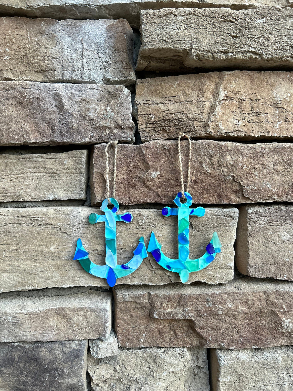 Sailboat or Anchor Sea Glass Christmas Ornament