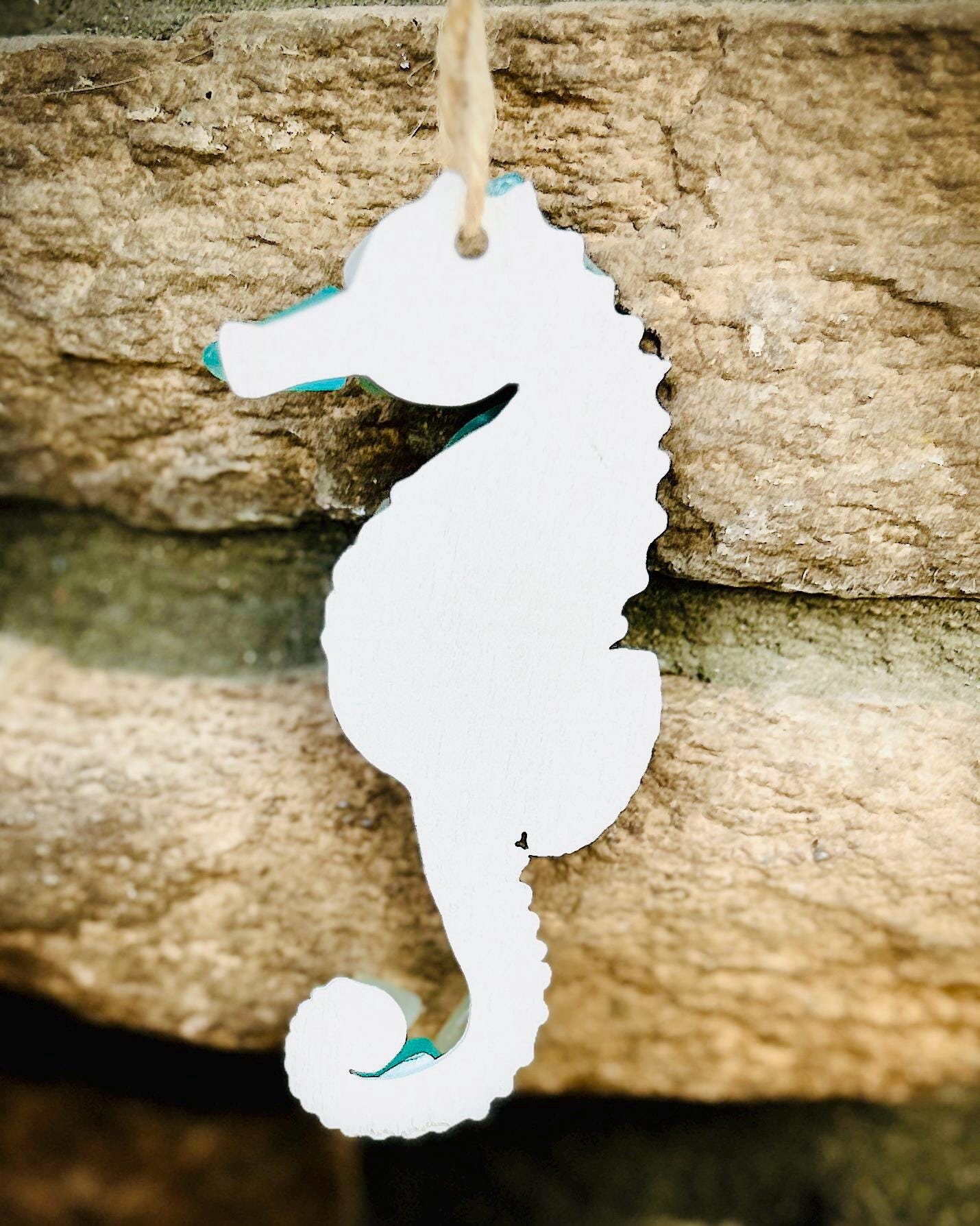 Blue Sea Glass Seahorse Ornament | Handmade Coastal Decor