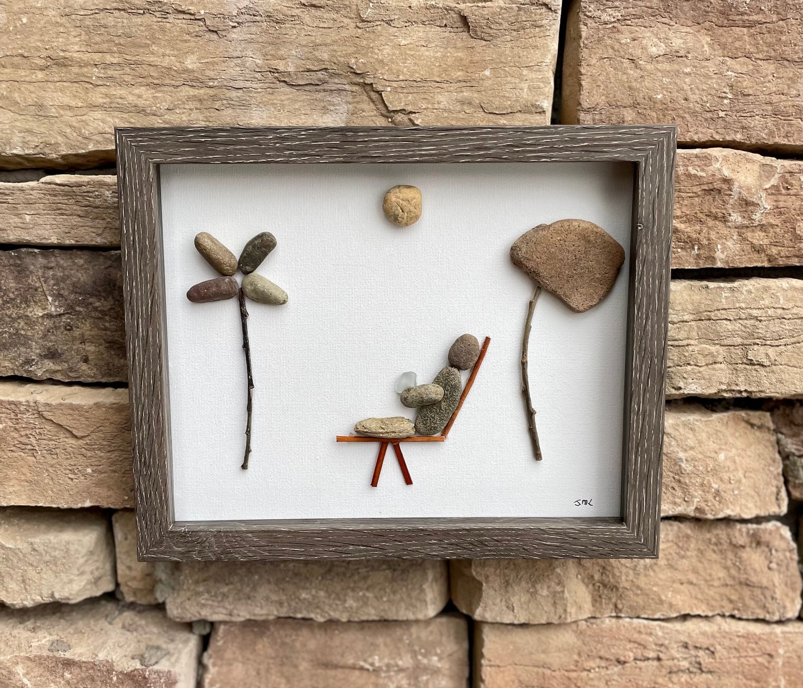 Sun Lounger on the Beach - Pebble Artwork