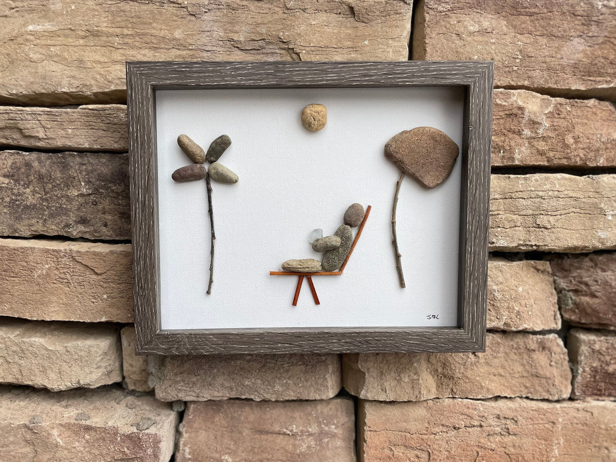 Sun Lounger on the Beach - Pebble Artwork