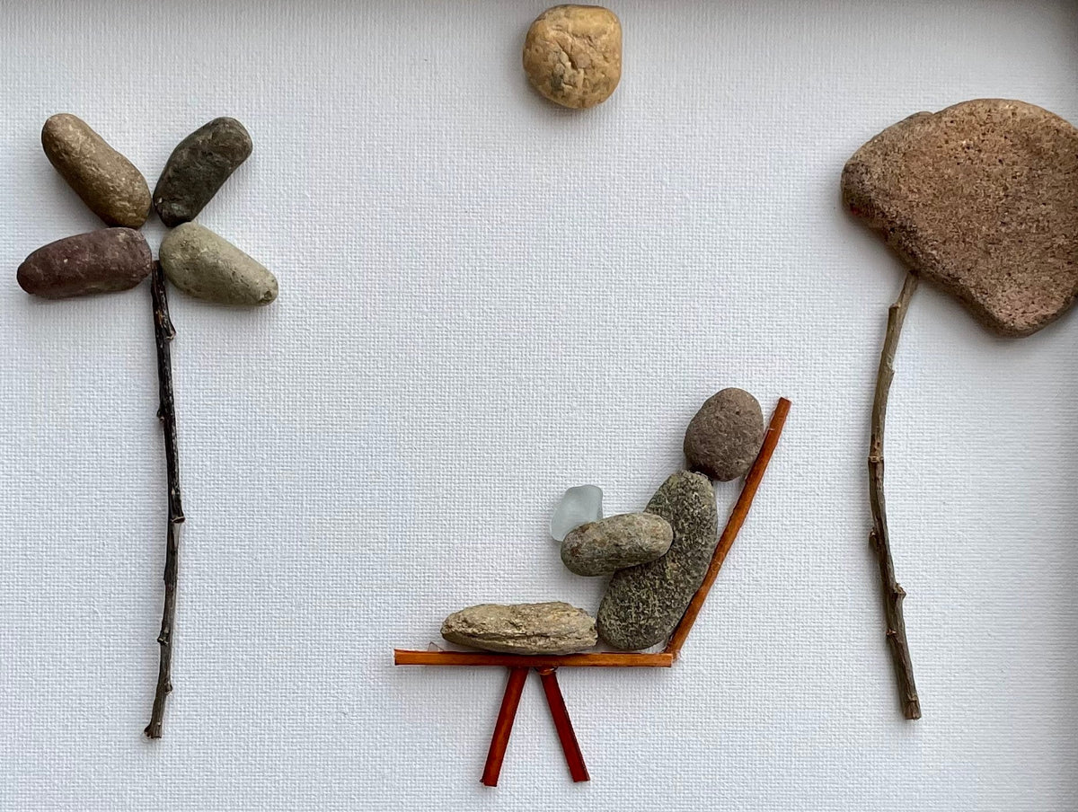 Sun Lounger on the Beach - Pebble Artwork