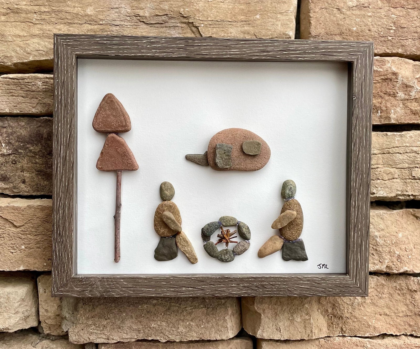 Camping in the Wilderness - Pebble Artwork - Perfect Gift - Handmade - Unique - Camper - Campfire - Smores - Nature - Hiking - Outdoors
