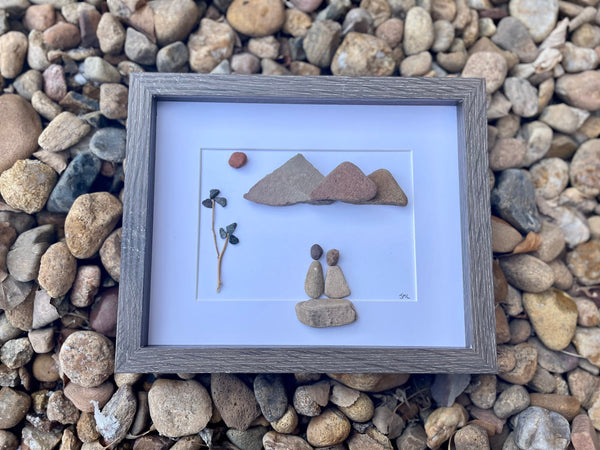 Couple in the Mountains Pebble Art, 8x10"
