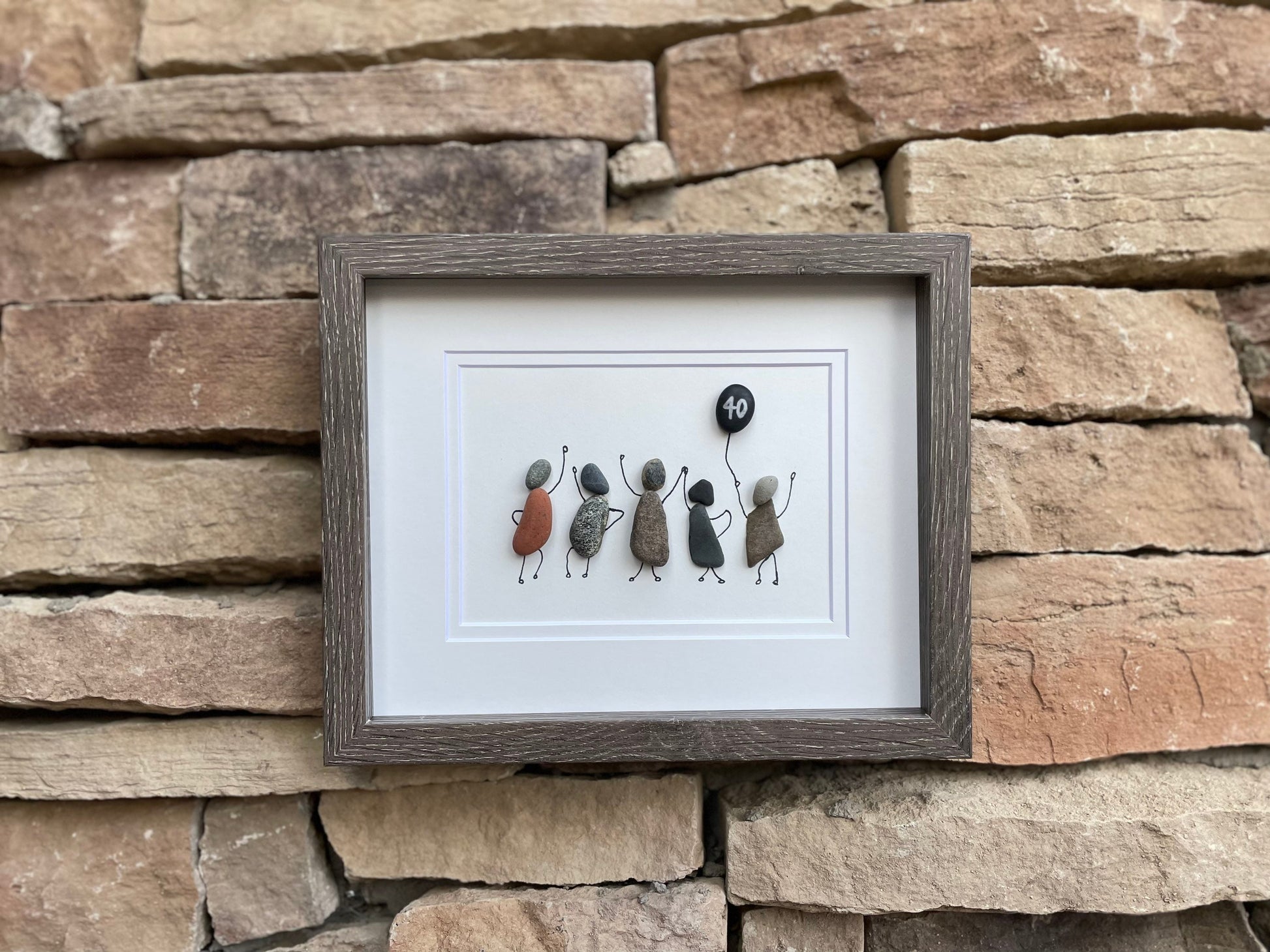 Happy Birthday or Celebration Art | Five people celebrating | Friends Celebrate | 30th, 40th, 50th, 60th Birthday | 8x10 Pebble Art