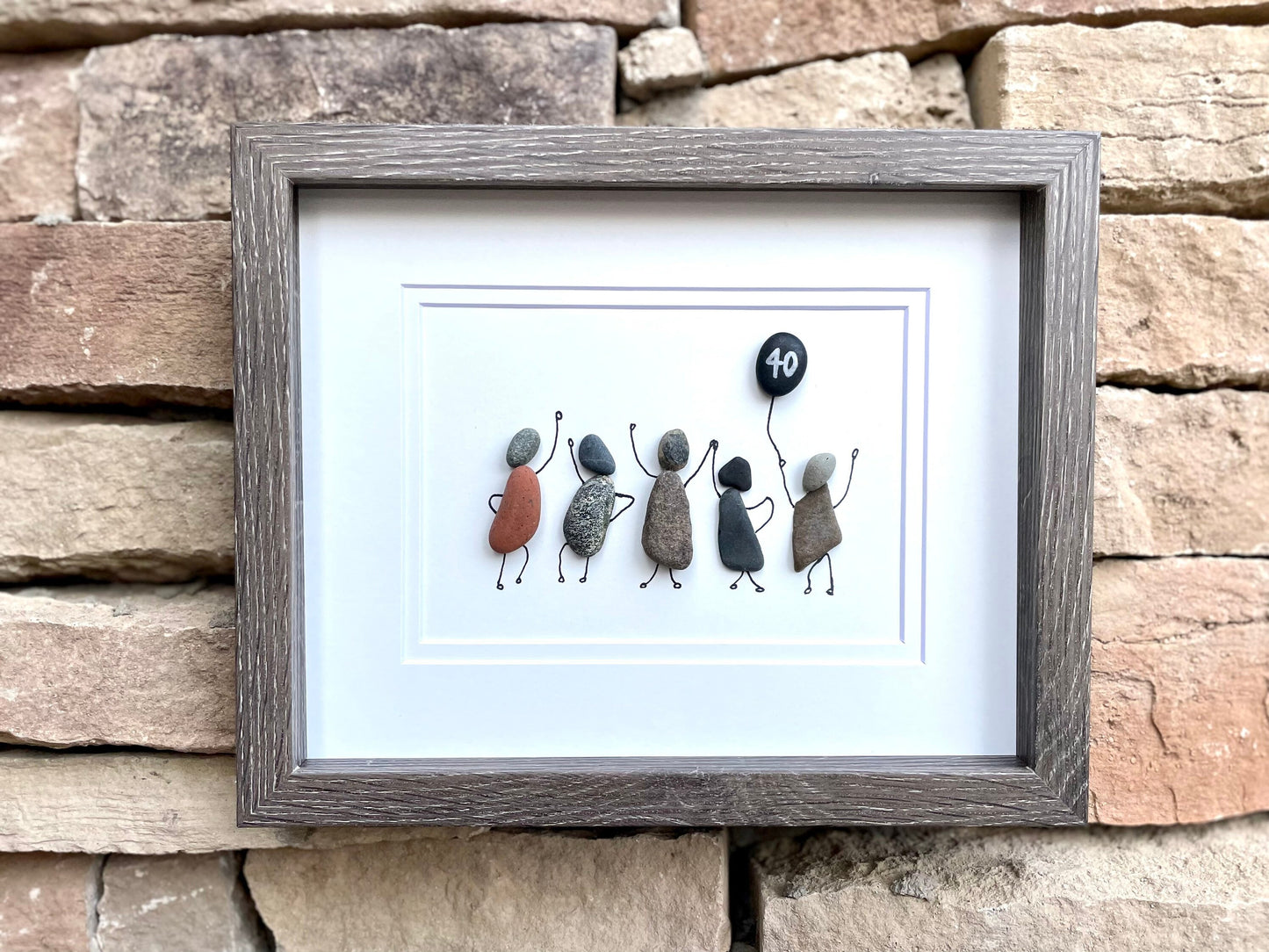 Happy Birthday or Celebration Art | Five people celebrating | Friends Celebrate | 30th, 40th, 50th, 60th Birthday | 8x10 Pebble Art