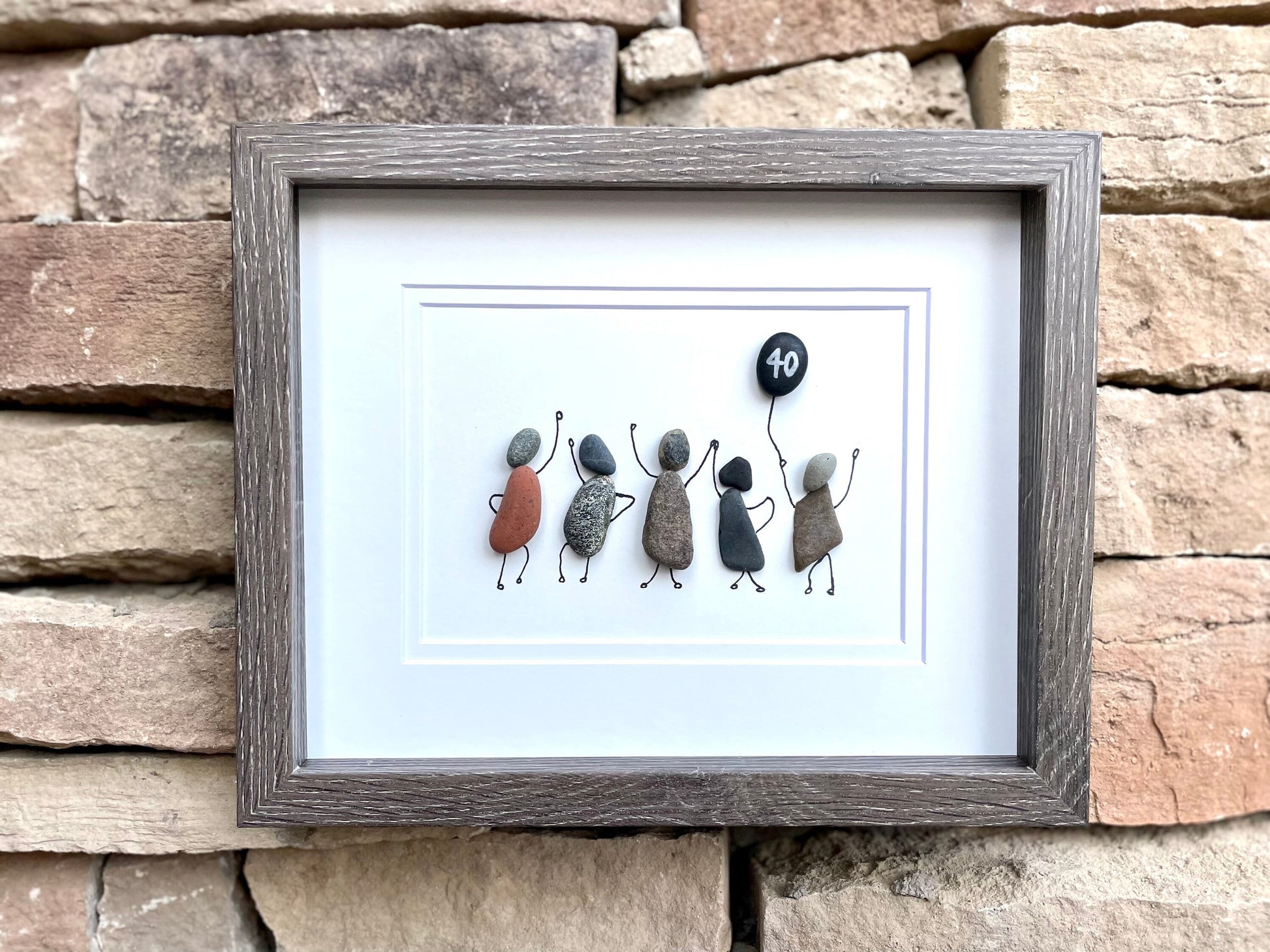 Happy Birthday or Celebration Art | Five people celebrating | Friends Celebrate | 30th, 40th, 50th, 60th Birthday | 8x10 Pebble Art
