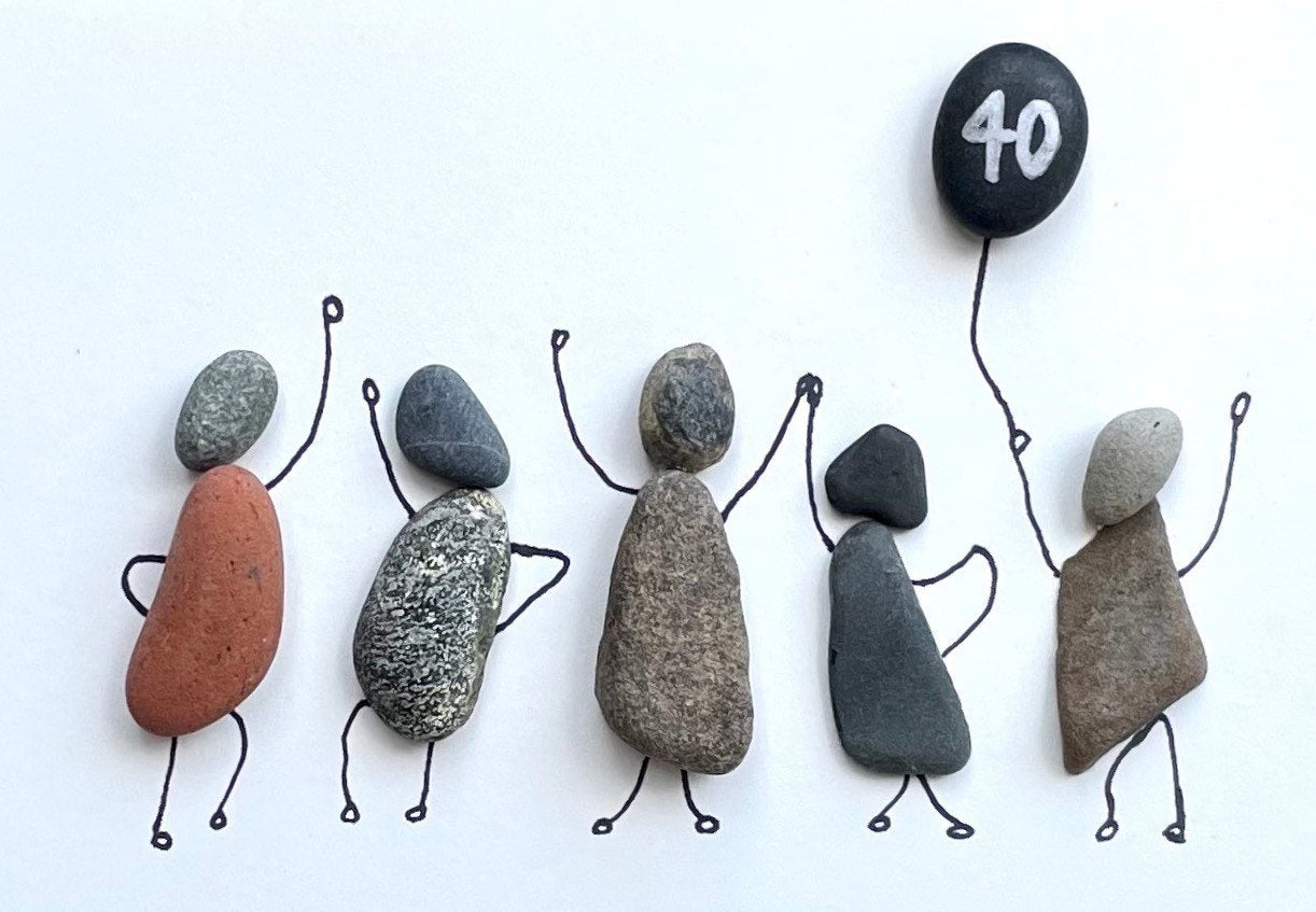 Friend’s Birthday Celebration - Personalized Pebble Artwork - Perfect Gift - 40th - 50th - 60th - 70th - Friendship - Gal Pals - Girlfriends