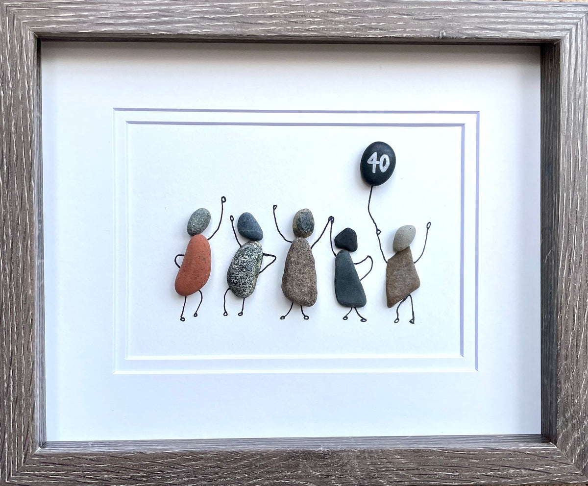 Friend’s Birthday Celebration - Personalized Pebble Artwork - Perfect Gift - 40th - 50th - 60th - 70th - Friendship - Gal Pals - Girlfriends
