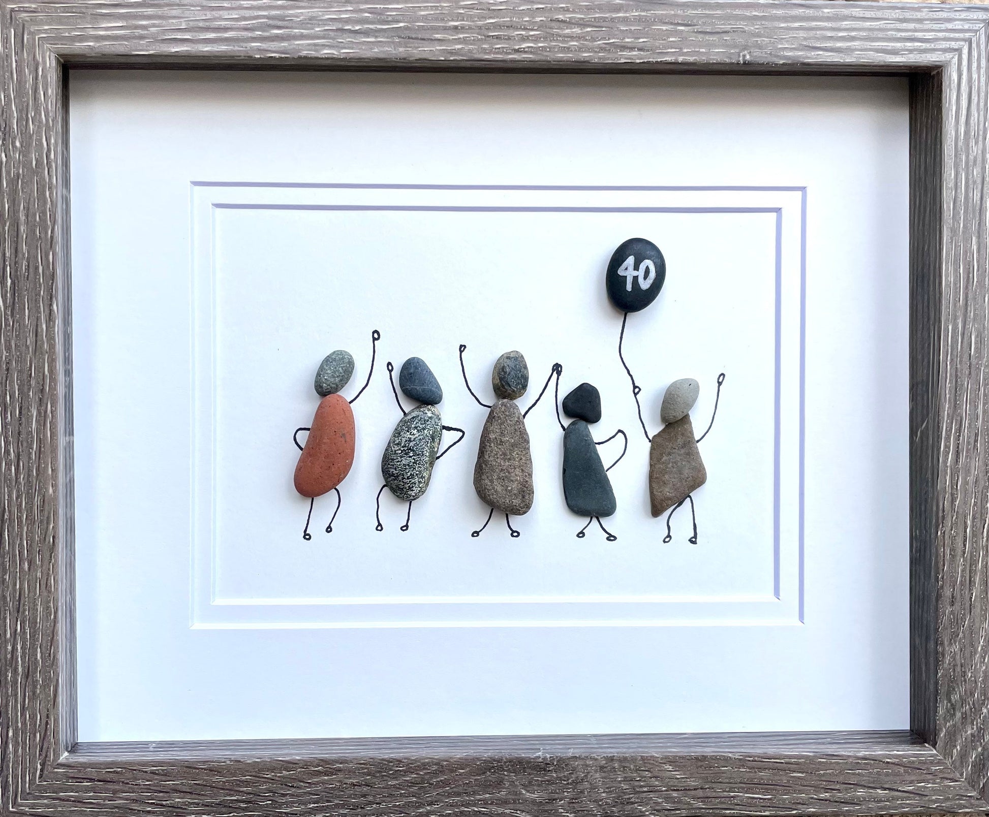 Happy Birthday or Celebration Art | Five people celebrating | Friends Celebrate | 30th, 40th, 50th, 60th Birthday | 8x10 Pebble Art