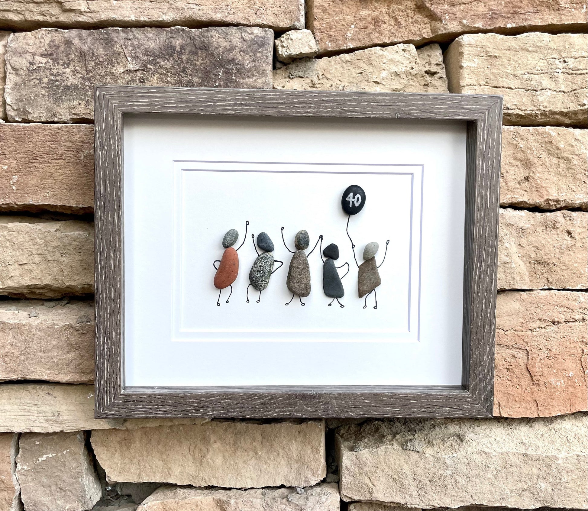 Happy Birthday or Celebration Art | Five people celebrating | Friends Celebrate | 30th, 40th, 50th, 60th Birthday | 8x10 Pebble Art