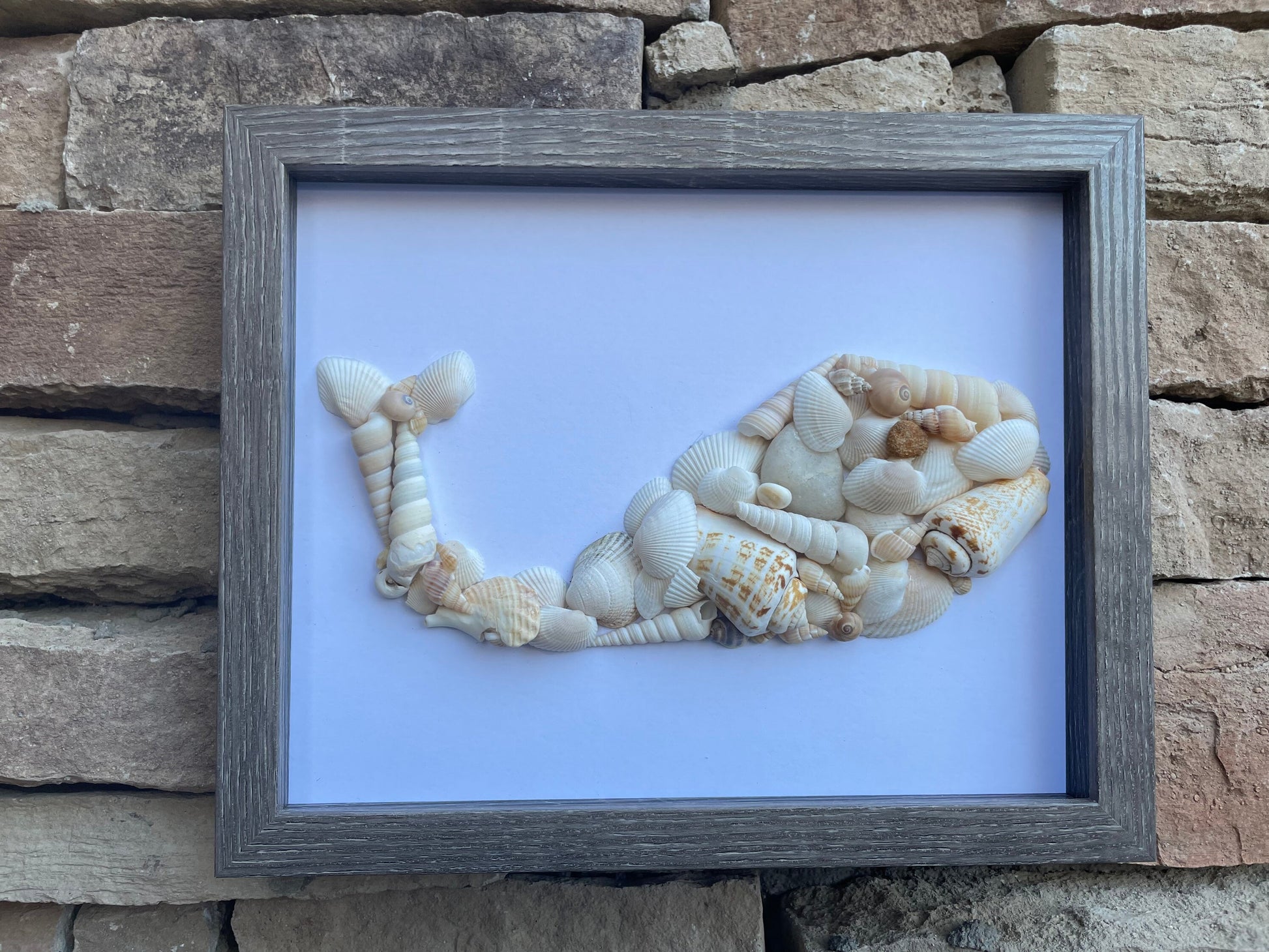 Whale Made From Sea Shells - Original Handmade Artwork - Beach House - Ocean - Seaside - Animal Artwork - Perfect Gift