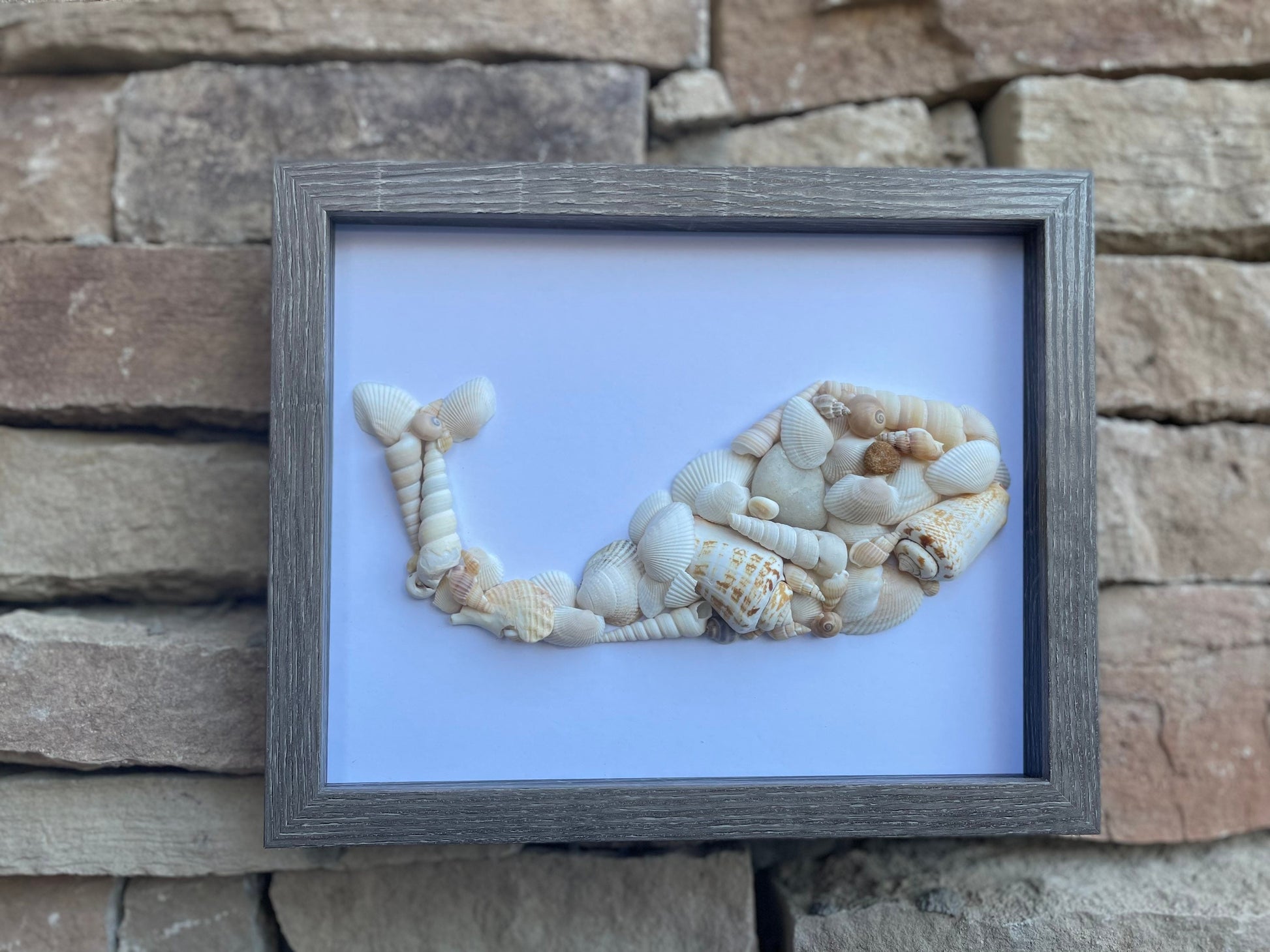 Whale Made From Sea Shells - Original Handmade Artwork - Beach House - Ocean - Seaside - Animal Artwork - Perfect Gift