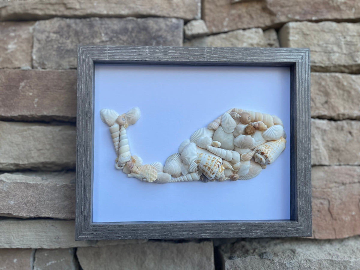 Whale Made From Sea Shells - Original Handmade Artwork - Beach House - Ocean - Seaside - Animal Artwork - Perfect Gift