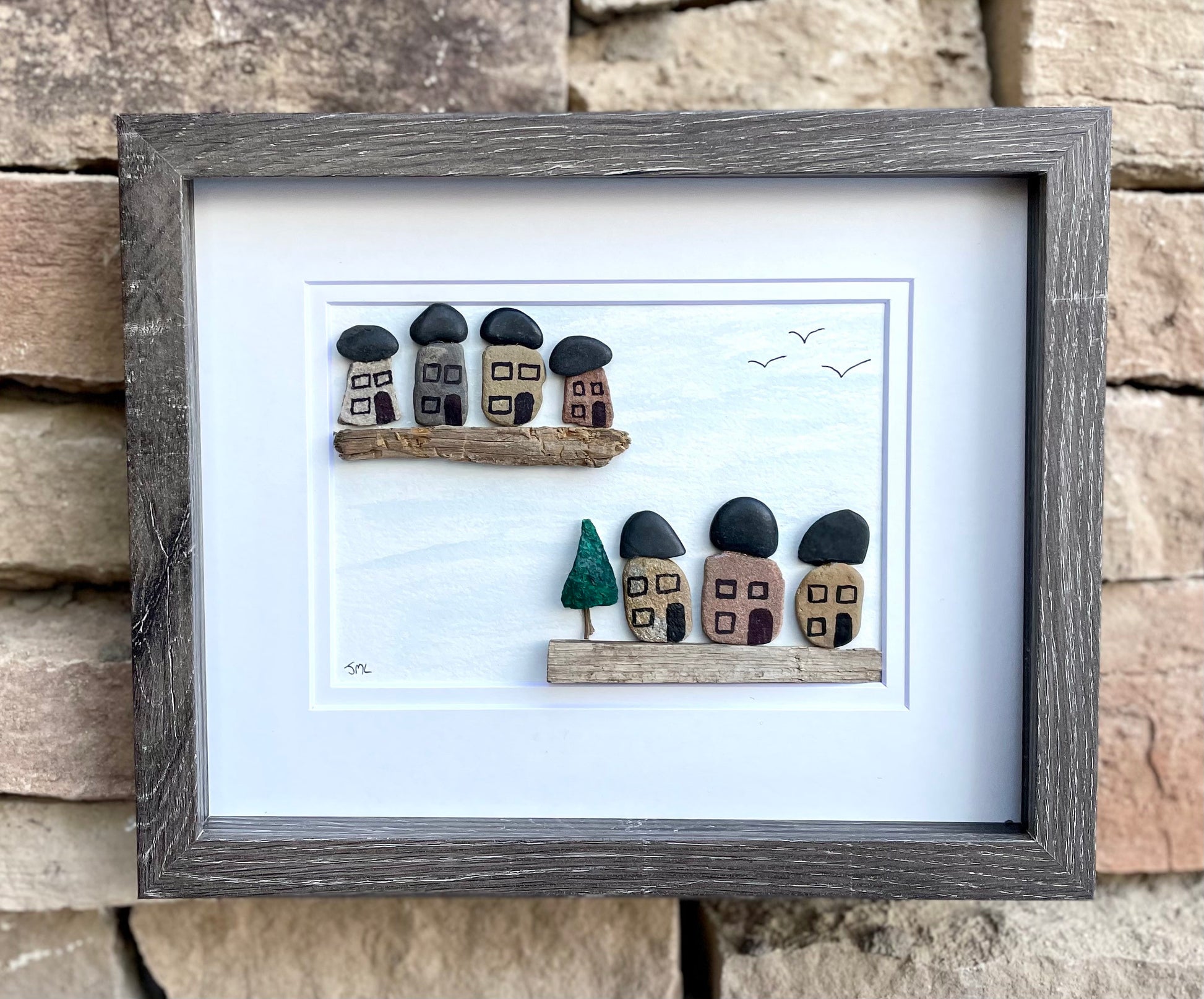 Pebble House Artwork – Handmade Coastal Cottage Scene