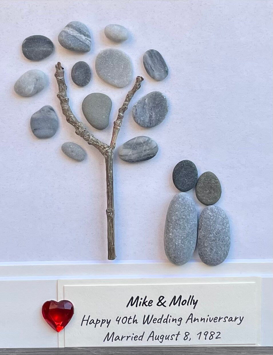Robin Pebble Art | Christmas Tree Ornament | One Robin or Two Robins on a Branch | Stocking Stuffer | 3x3 Pebble Art on Wood Round