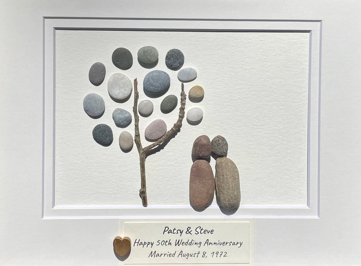 50th Wedding Anniversary Gift | Golden Anniversary Gift | Personalized 50th Anniversary Pebble Art | Gift for Parents, Wife, or Husband