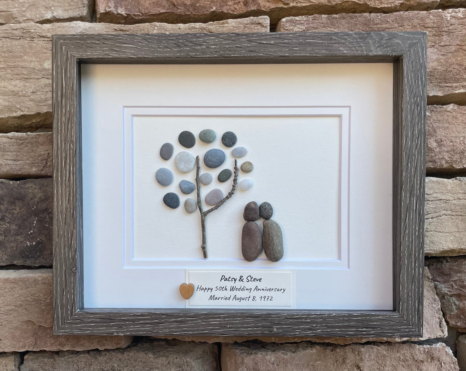 50th Wedding Anniversary Gift | Golden Anniversary Gift | Personalized 50th Anniversary Pebble Art | Gift for Parents, Wife, or Husband