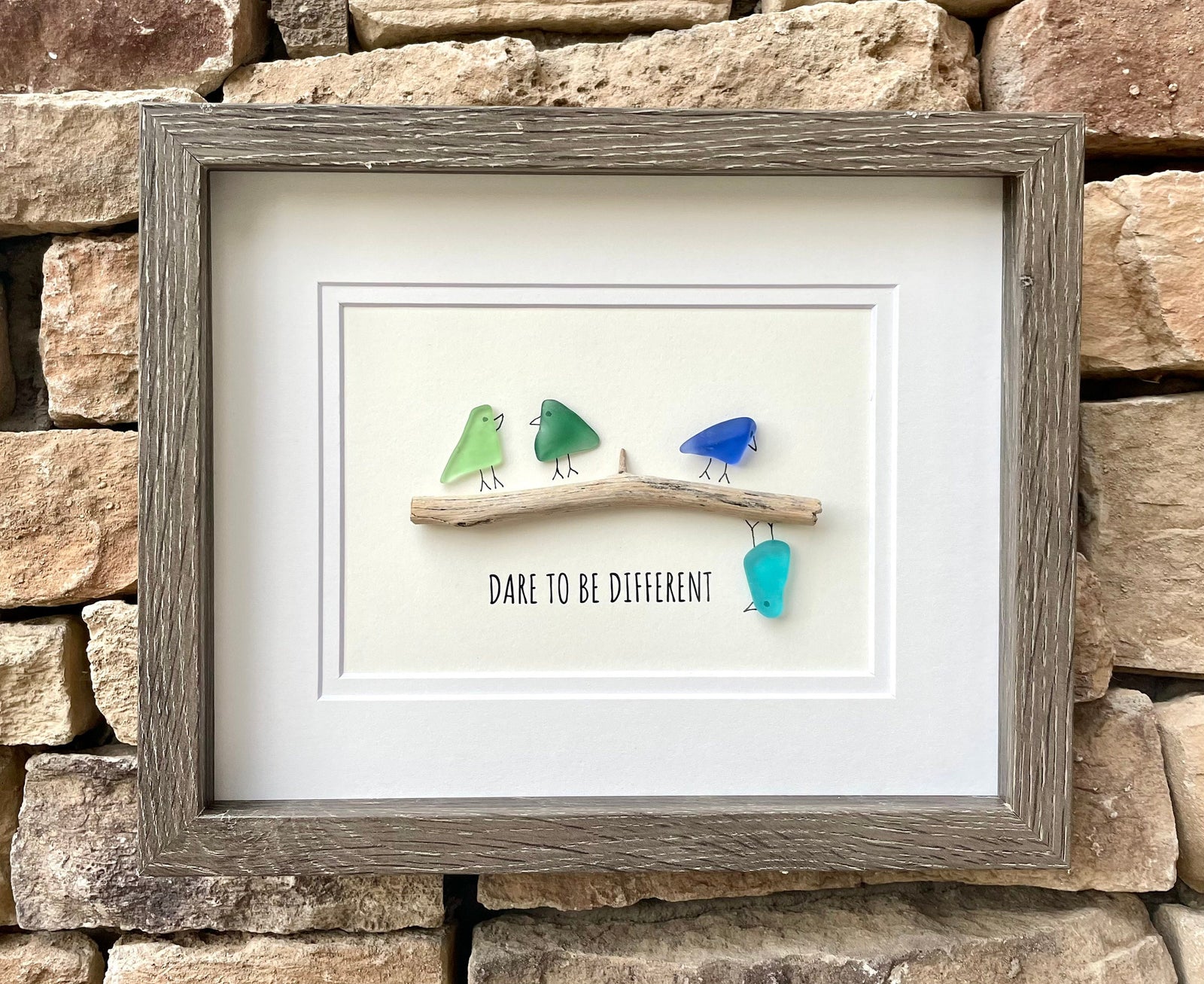 Inspirational Framed Seaglass Art, Handmade Original Artwork, Gift for Friend or Family