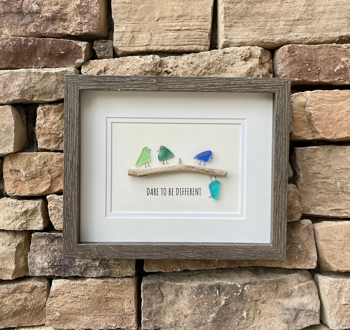 Inspirational Framed Seaglass Art, Handmade Original Artwork, Gift for Friend or Family
