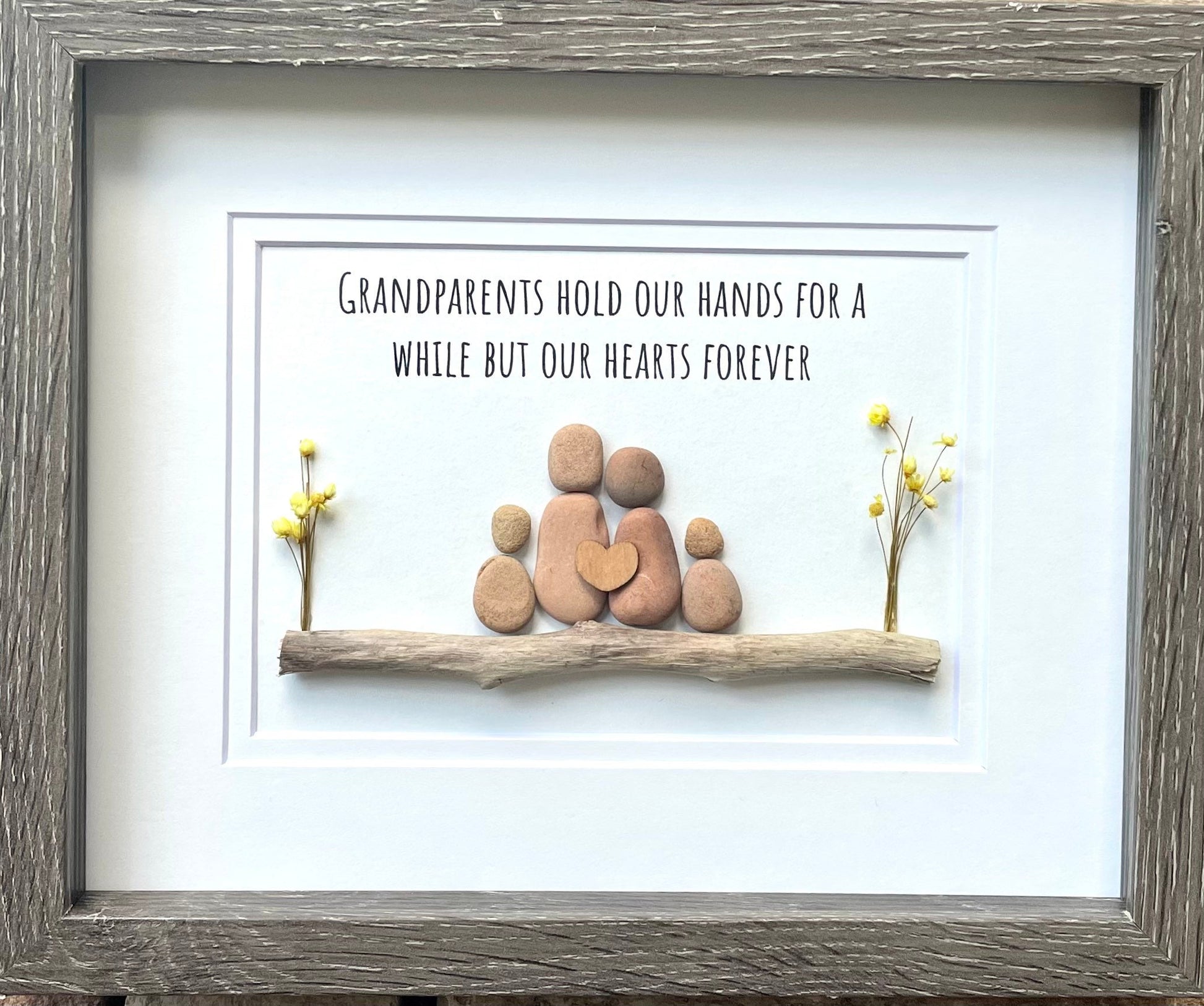Gift for Grandparents, Gift from Grandkids, Original Handmade Pebble Art, Great Personalized Gift