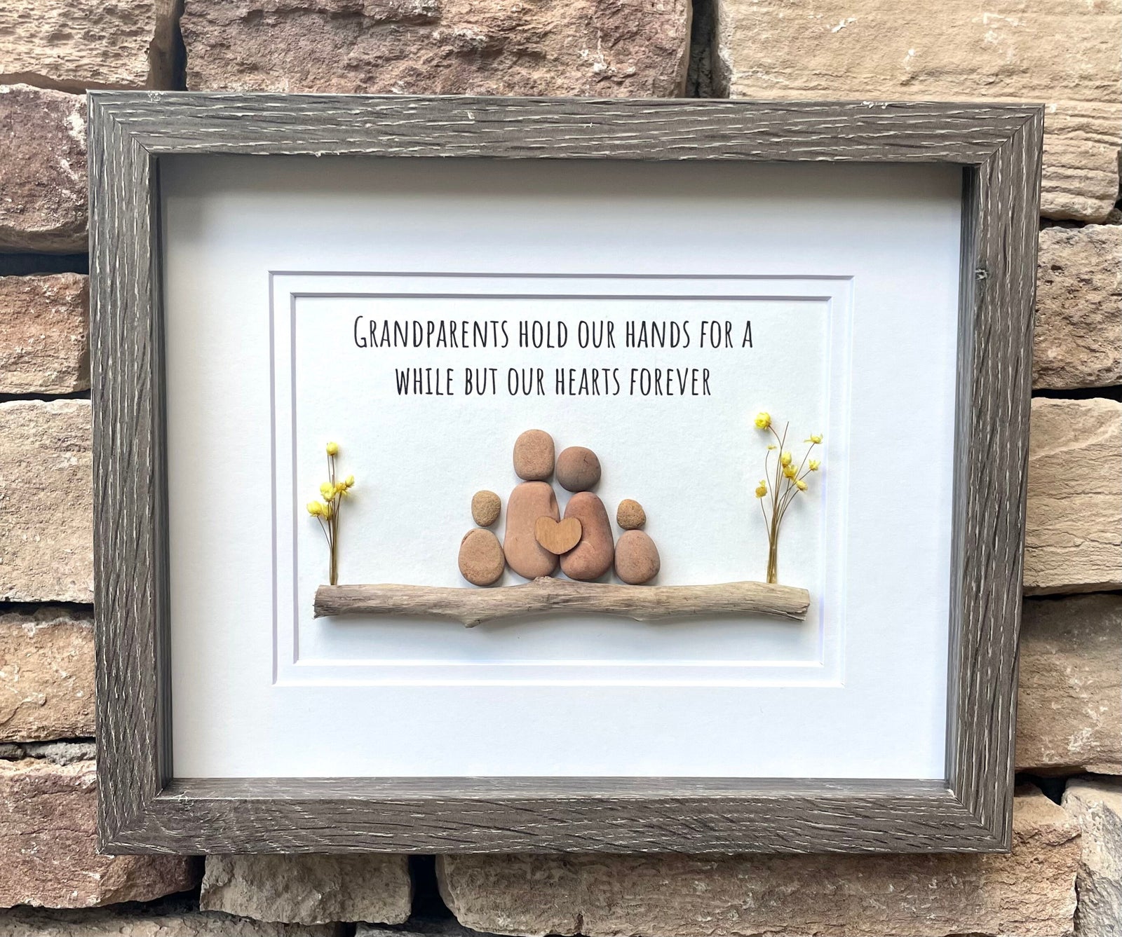 Gift for Grandparents, Gift from Grandkids, Original Handmade Pebble Art, Great Personalized Gift