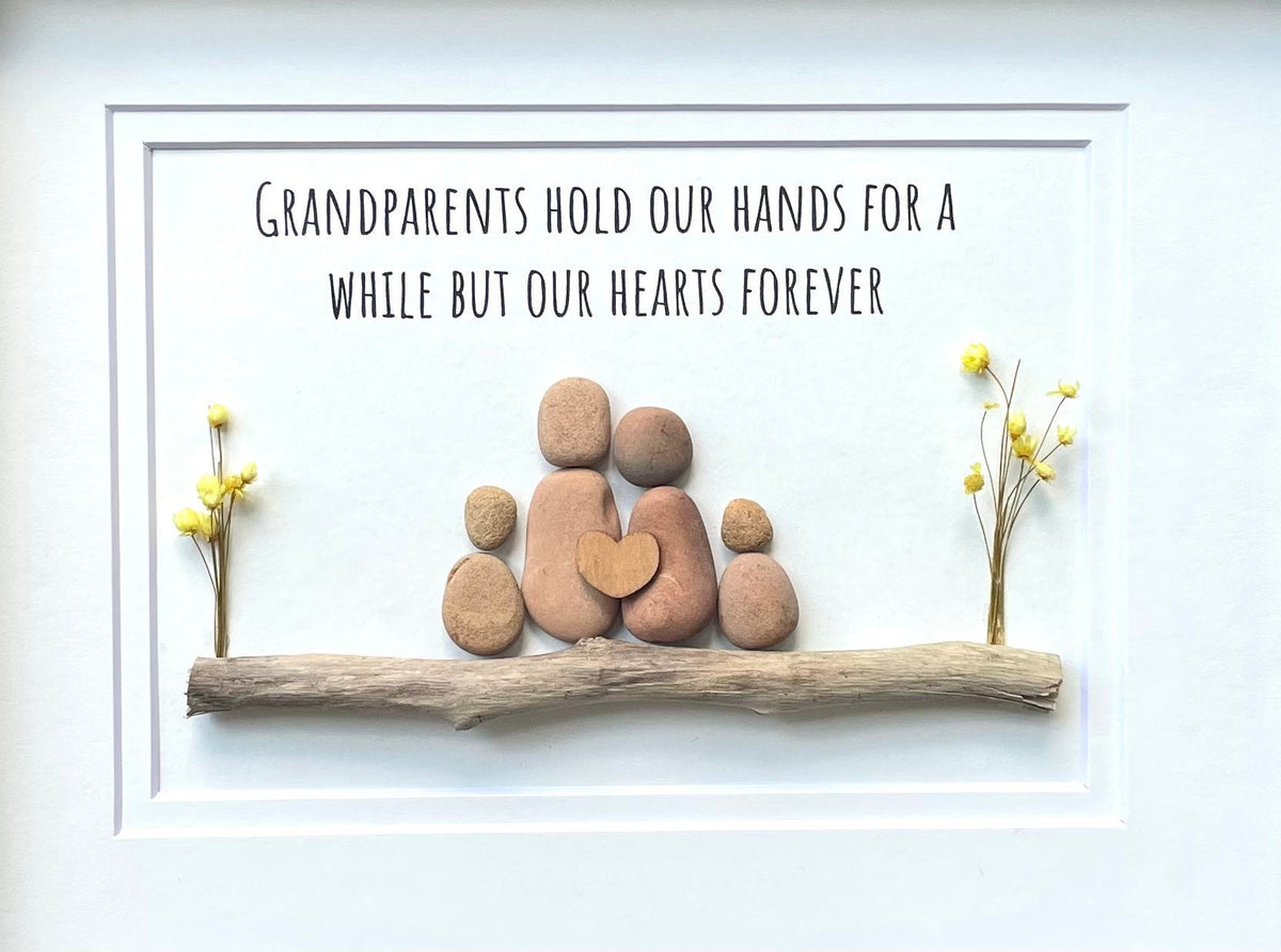 Gift for Grandparents, Gift from Grandkids, Original Handmade Pebble Art, Great Personalized Gift