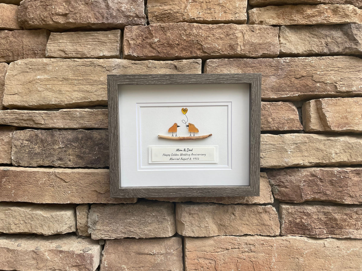 Seagulls at the Beach | Seagulls on Pylons | Decor for Beach House | Lake House | Dock Art | 8x8 Sea Glass and Driftwood Art