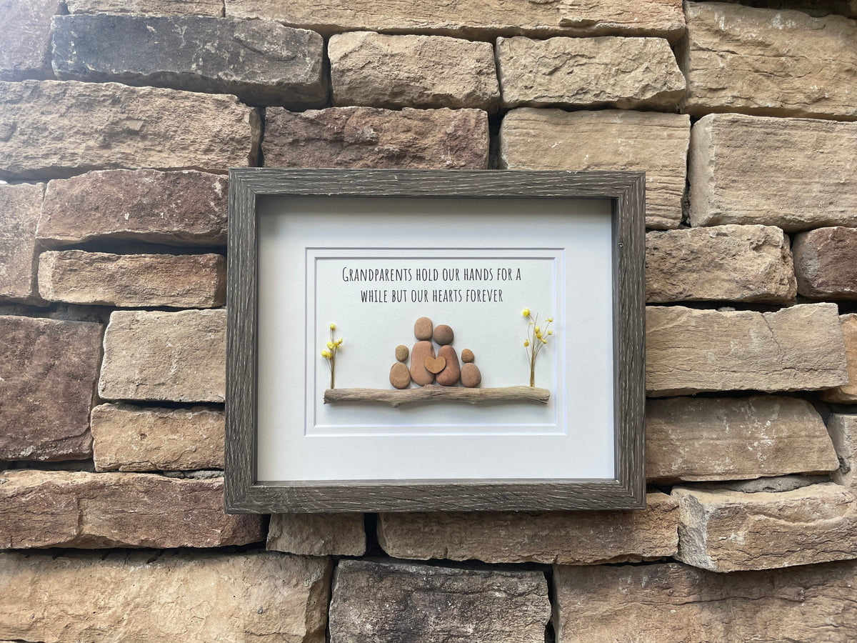 Gift for Grandparents, Gift from Grandkids, Original Handmade Pebble Art, Great Personalized Gift