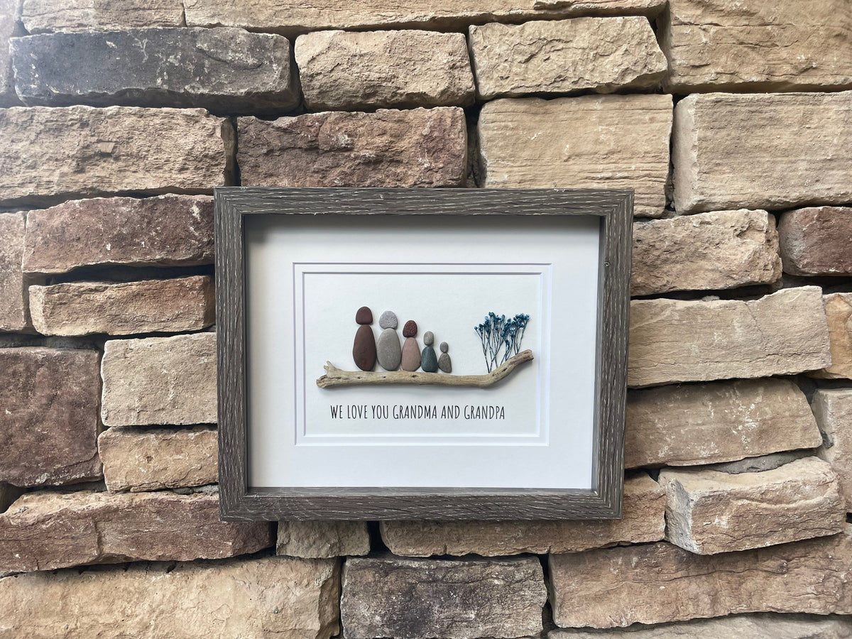 Gift for Grandparents, Gift from Grandkids, Original Handmade Pebble Art, Great Personalized Gift