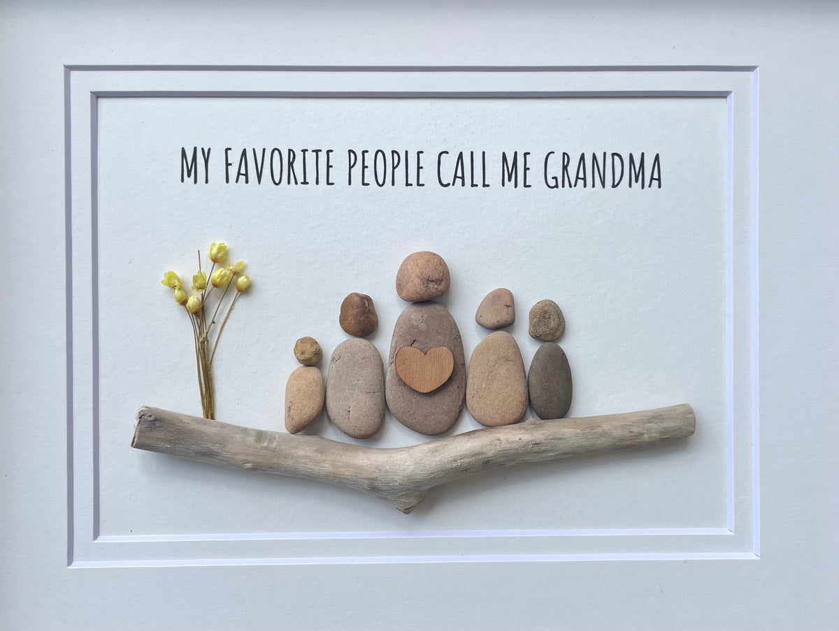 Gift for Grandma, Gift from Grandkids, Original Handmade Pebble Art, Personalized Gift for Grandmother