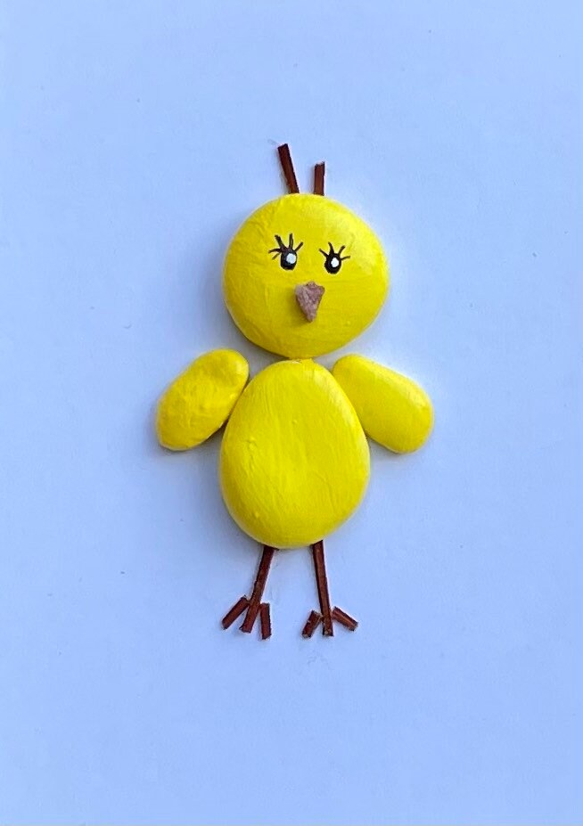 Little Chick Pebble Art, Framed Nursery Decor, 8x10"