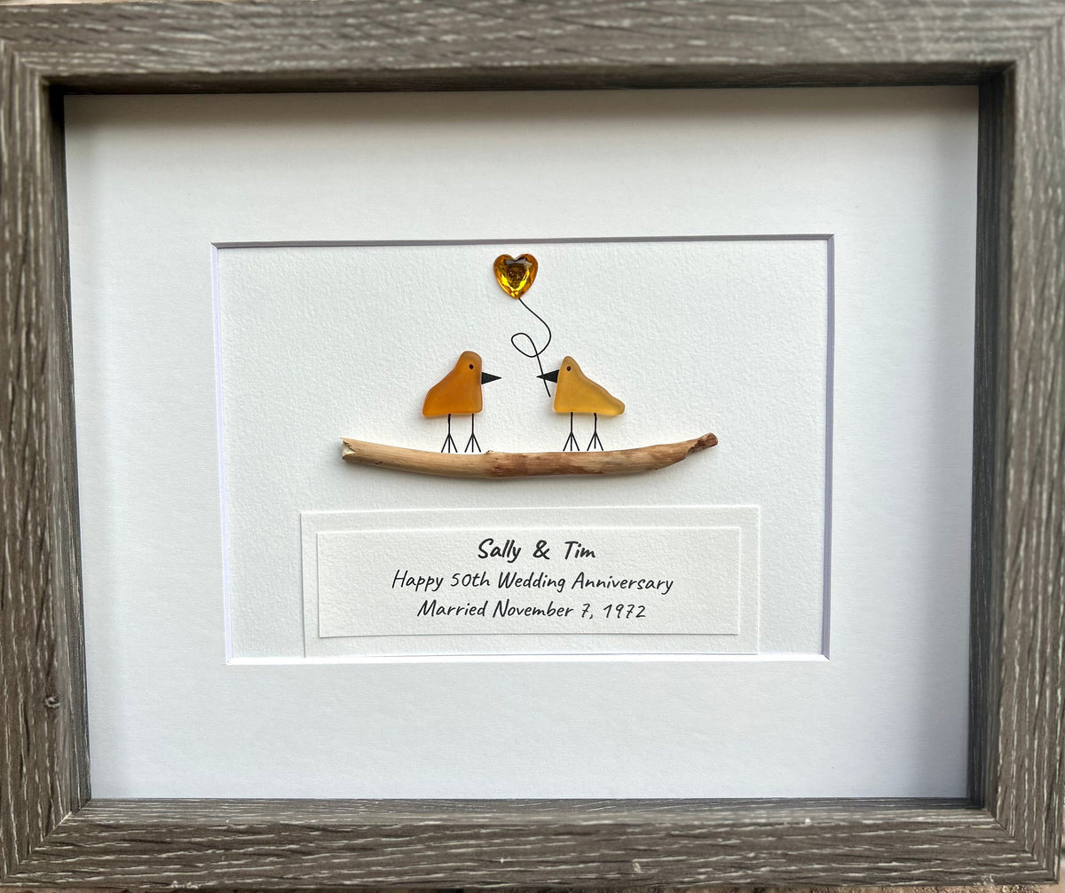 Seagulls at the Beach | Seagulls on Pylons | Decor for Beach House | Lake House | Dock Art | 8x8 Sea Glass and Driftwood Art