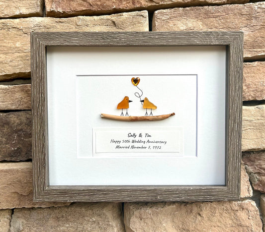 Seagulls at the Beach | Seagulls on Pylons | Decor for Beach House | Lake House | Dock Art | 8x8 Sea Glass and Driftwood Art