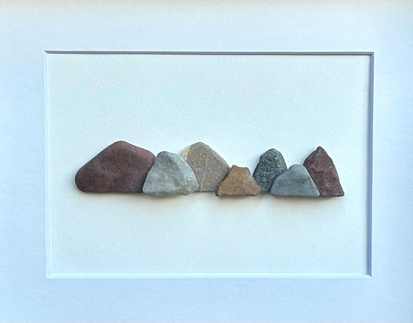 Colors of the Mountains Pebble Art, 8x10” Framed Original Artwork