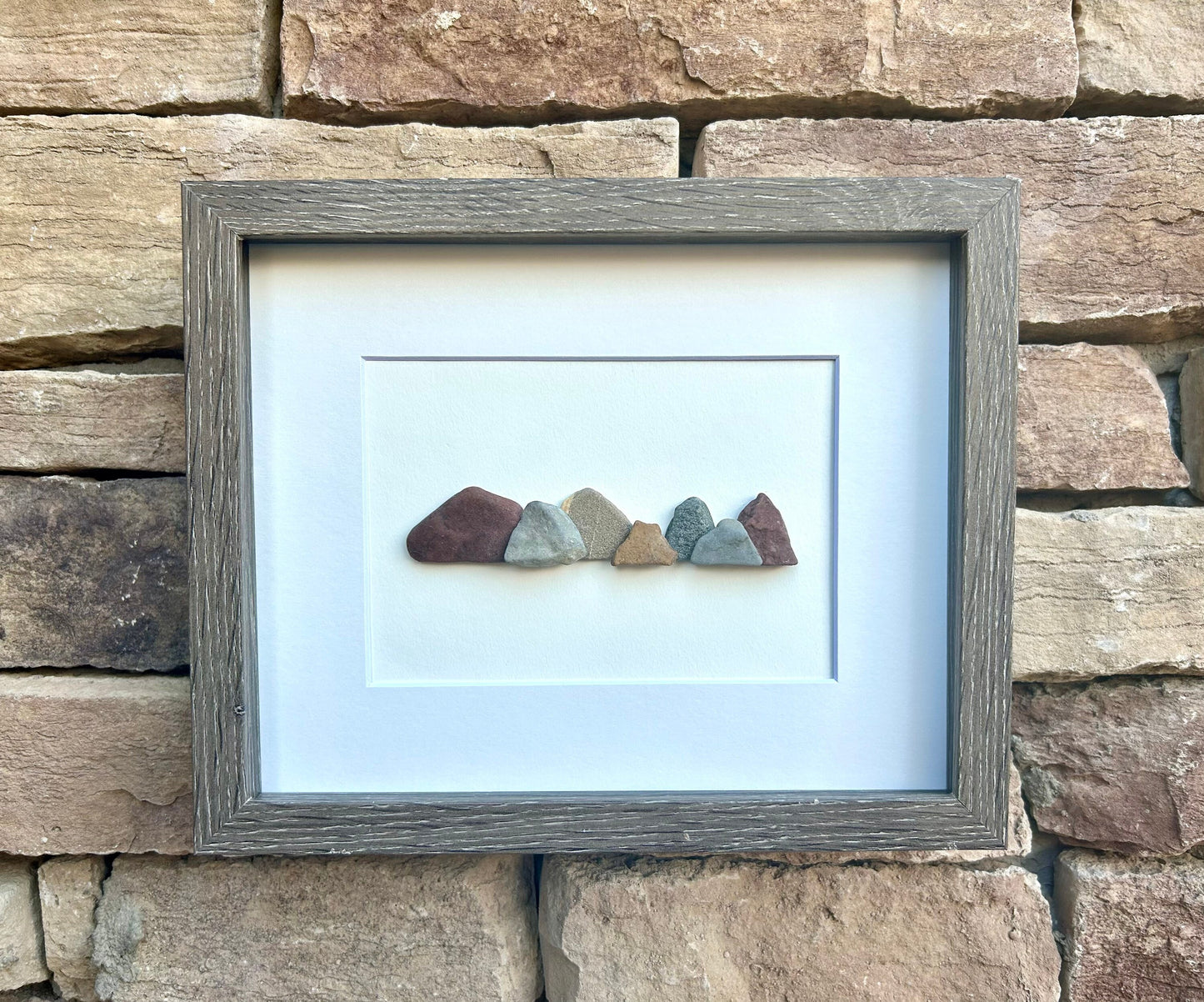 Colors of the Mountains Pebble Art, 8x10” Framed Original Artwork