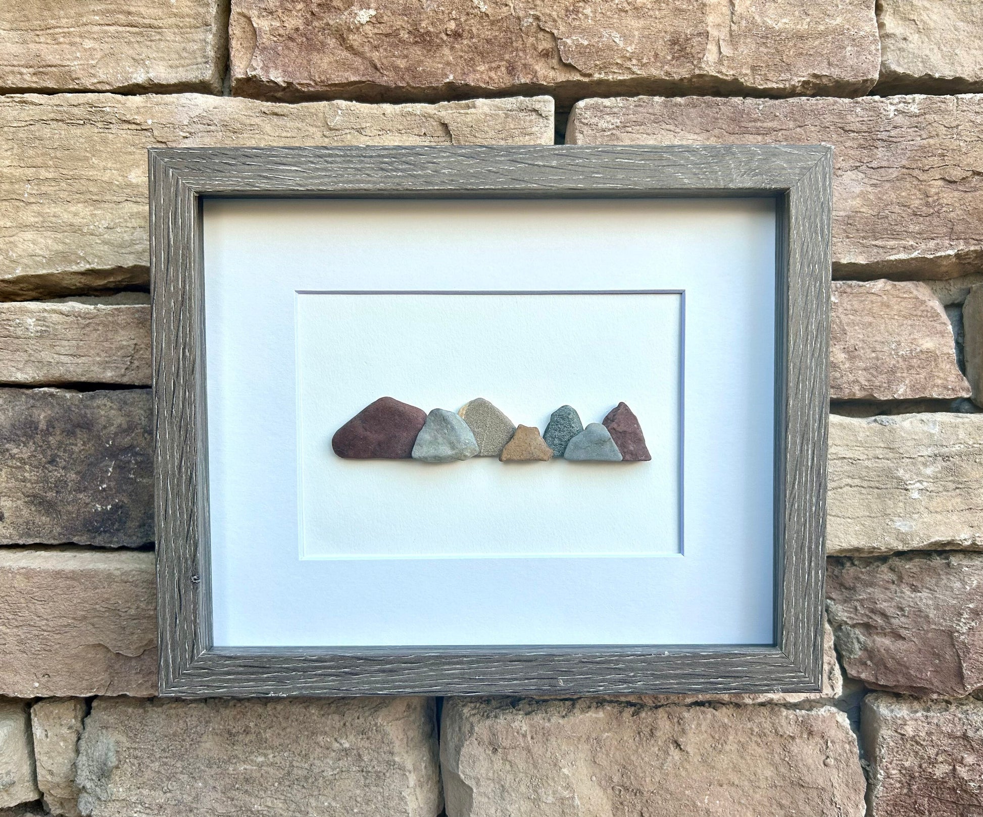 Colors of the Mountains Pebble Art, 8x10” Framed Original Artwork