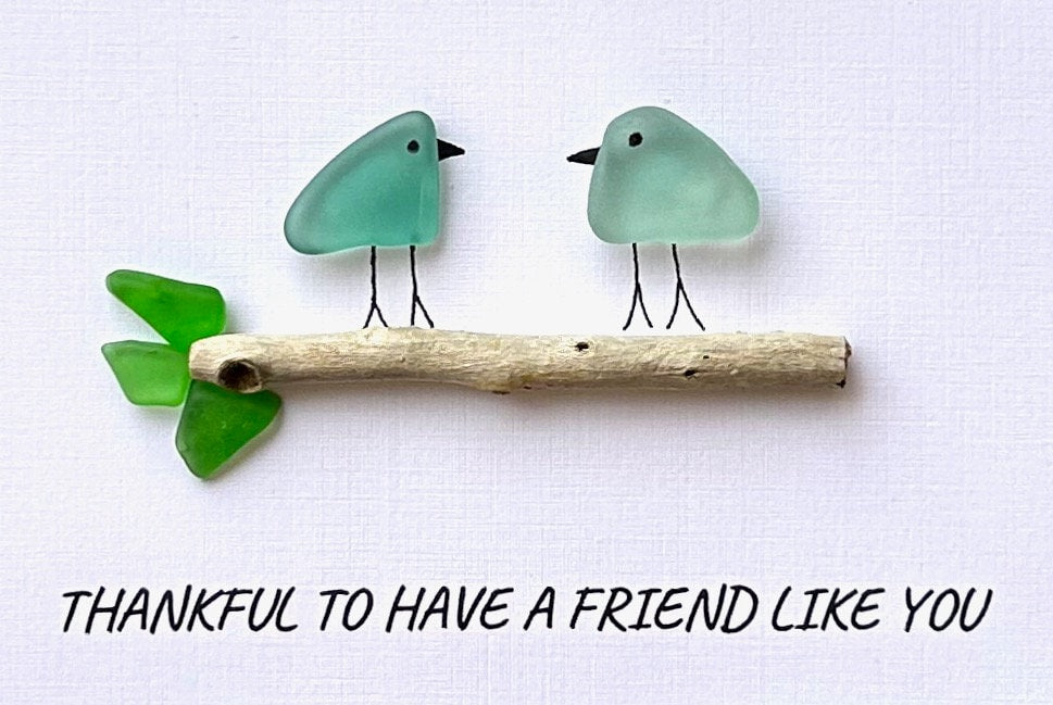 Thankful to Have a Friend Like You, 8x10 Framed Sea Glass Picture, Holiday Gift for Friend