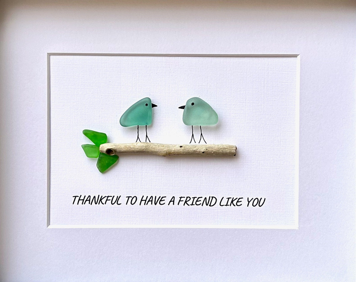 Thankful to Have a Friend Like You, 8x10 Framed Sea Glass Picture, Holiday Gift for Friend