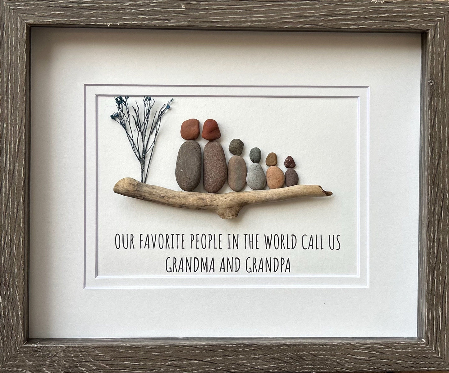 Gift for Grandparents, 8x10 framed pebble art, perfect gift from Grandkids. Personalized.