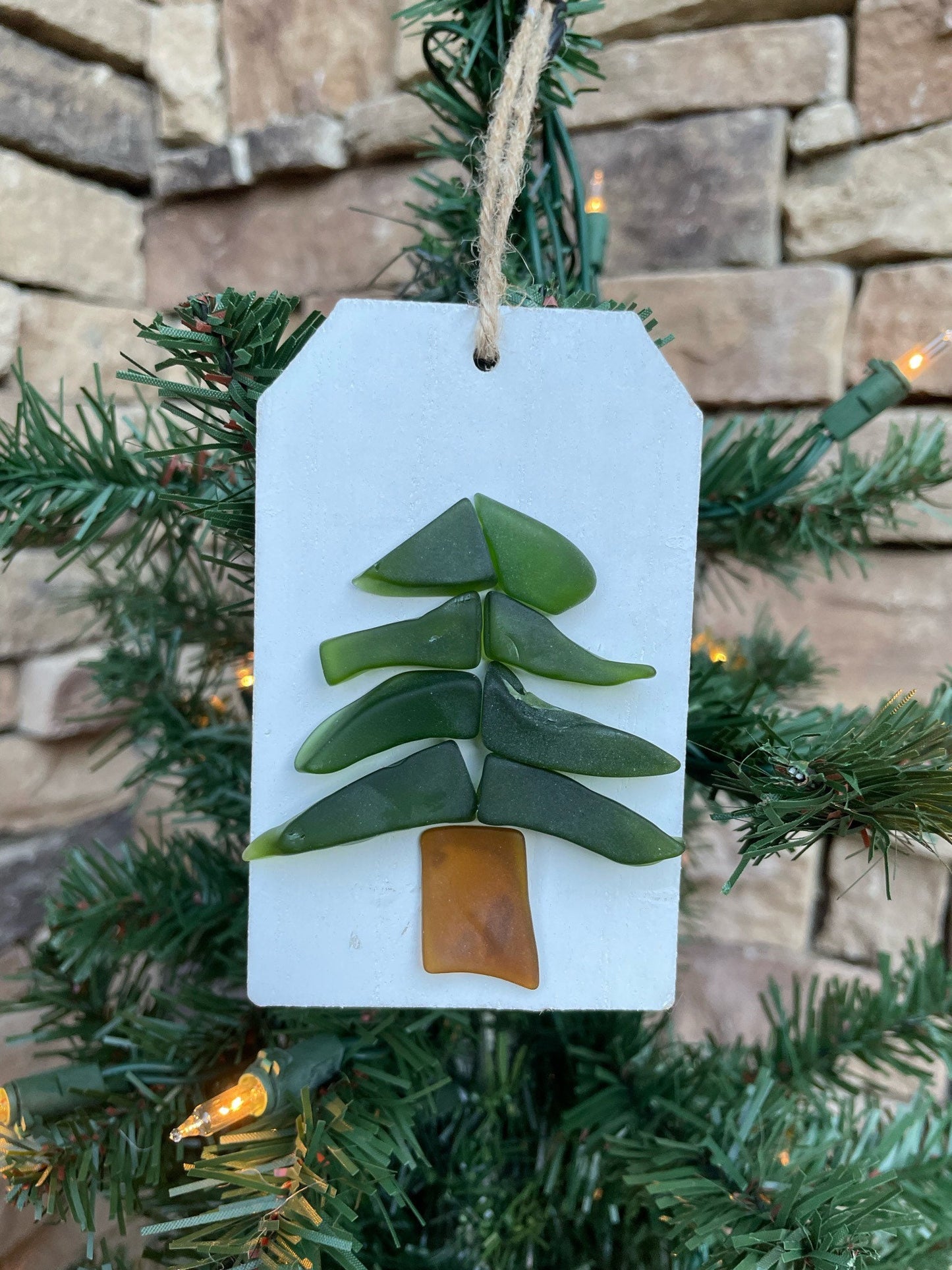 Sea Glass Christmas Tree Ornaments, Handmade Seaglass Holiday Decor