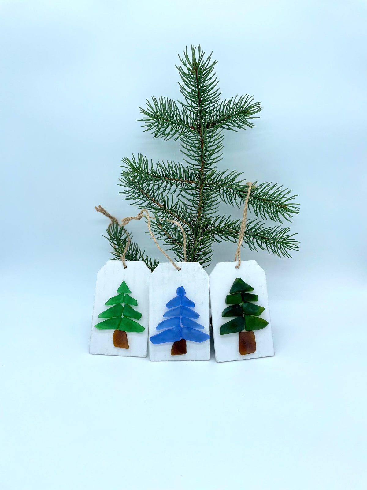 Sea Glass Christmas Tree Ornaments, Handmade Seaglass Holiday Decor