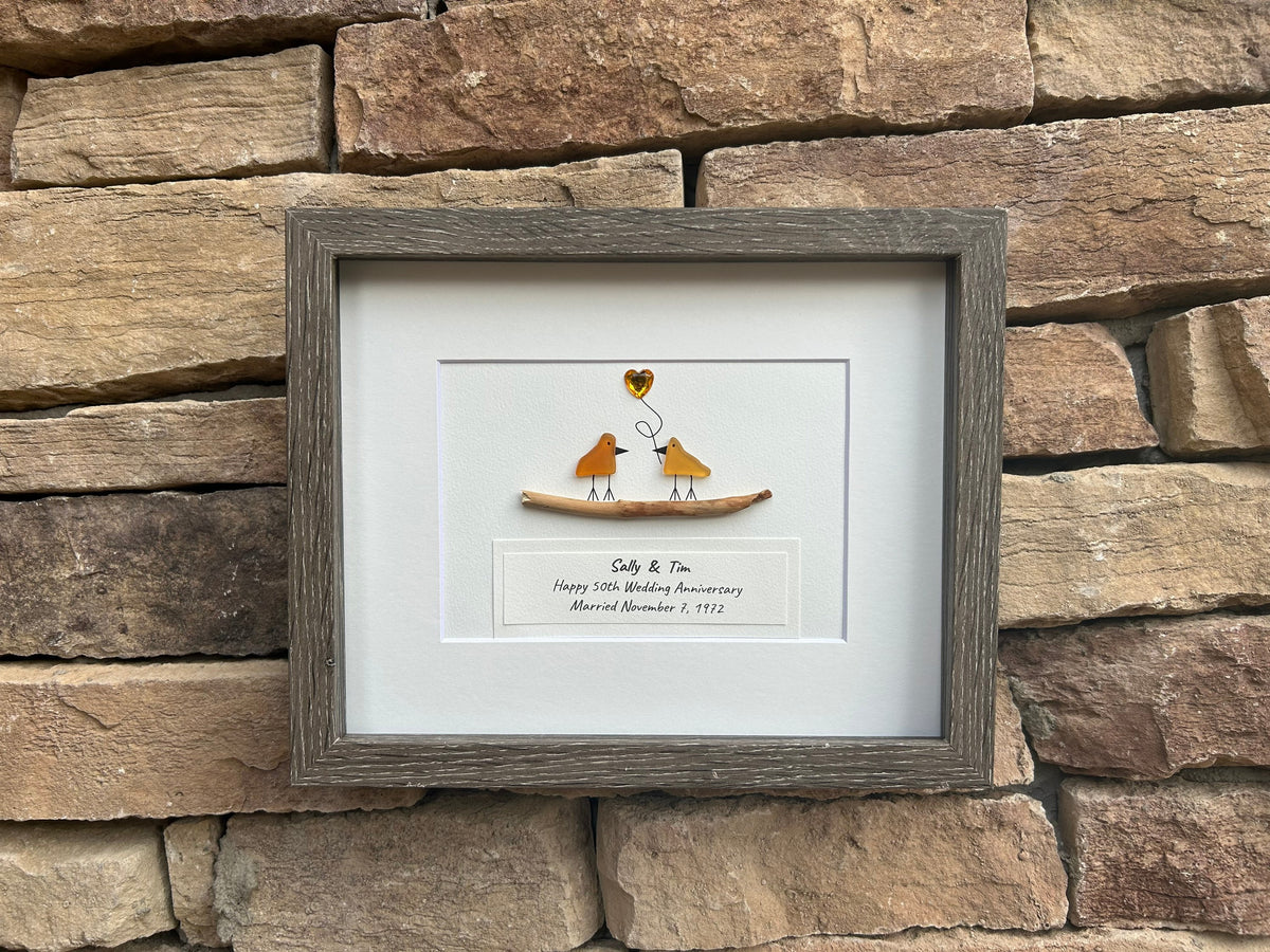 Seagulls at the Beach | Seagulls on Pylons | Decor for Beach House | Lake House | Dock Art | 8x8 Sea Glass and Driftwood Art