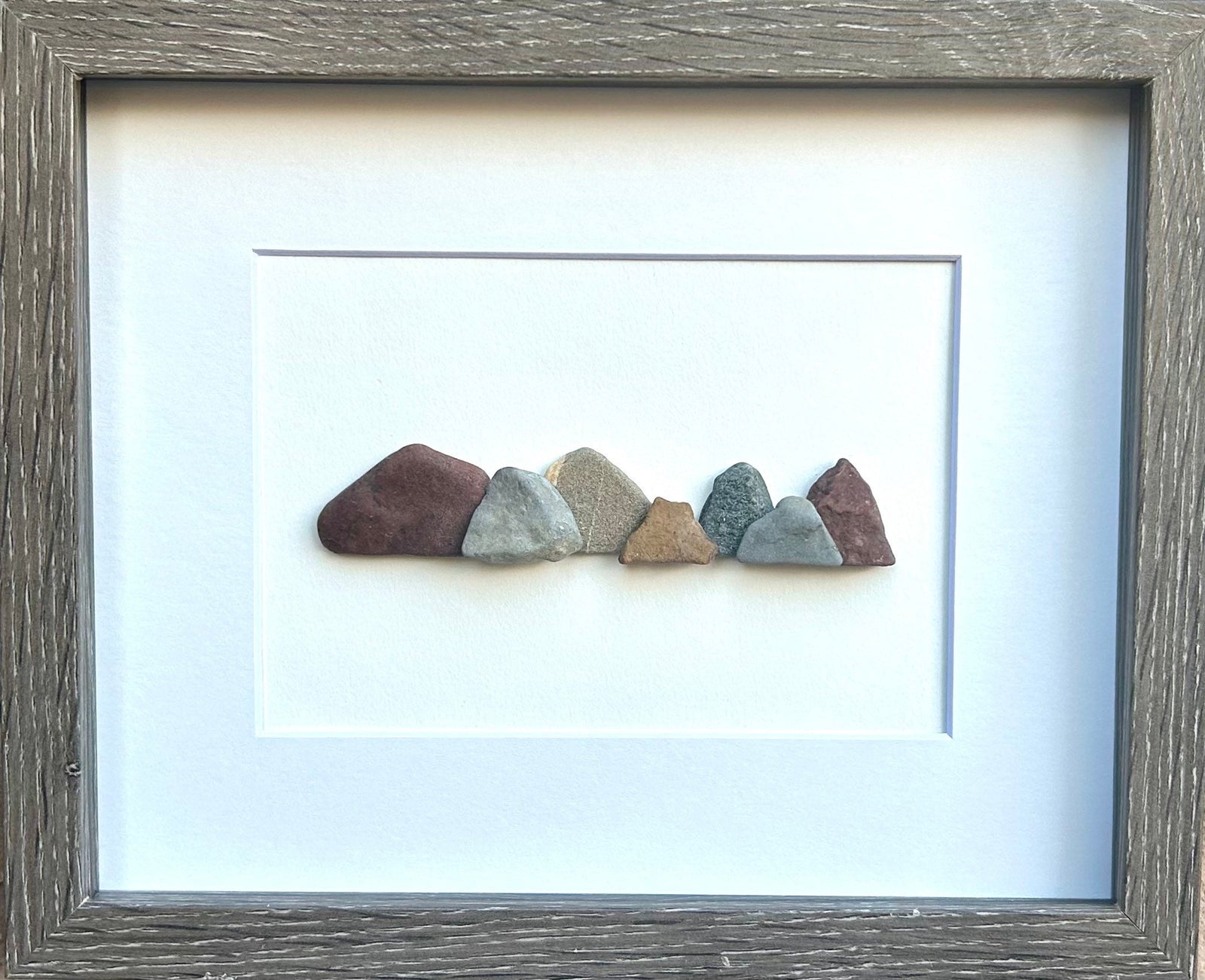 Colors of the Mountains Pebble Art, 8x10” Framed Original Artwork