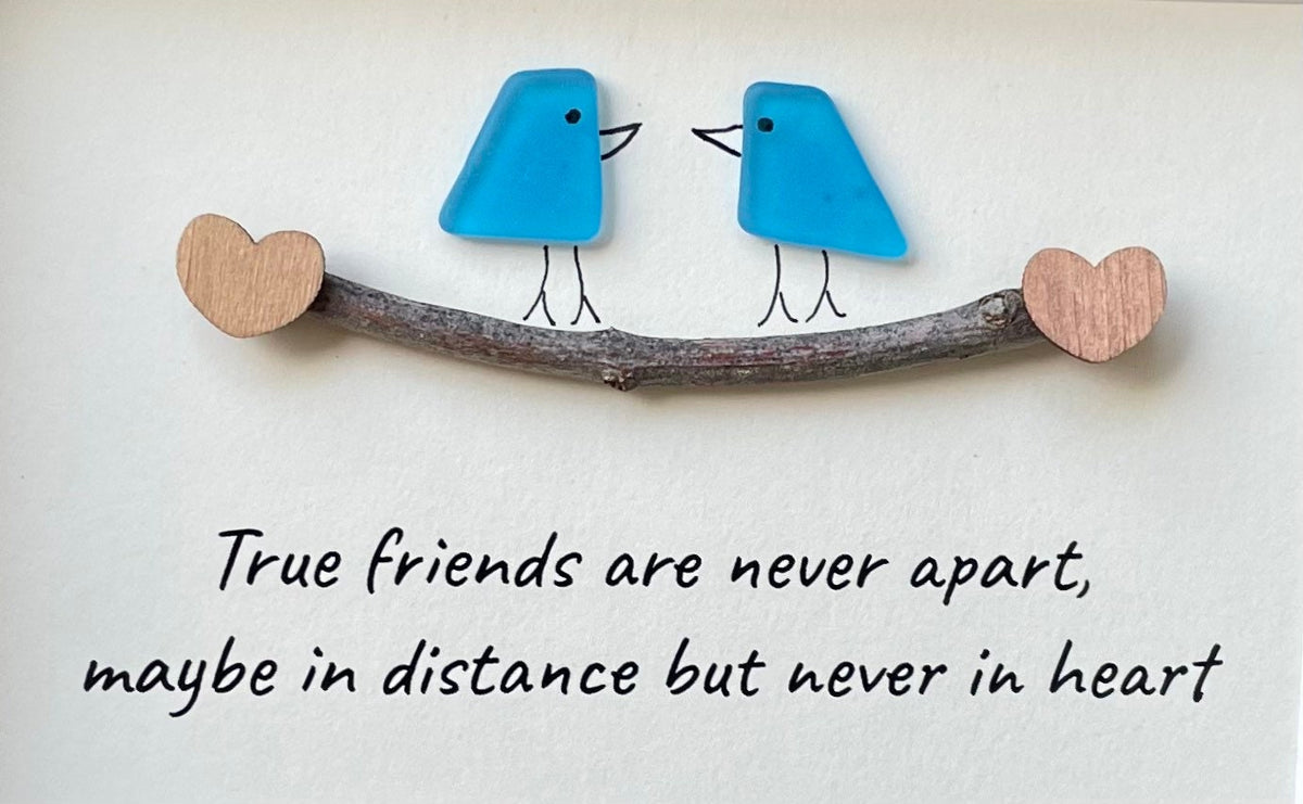 Long Distance Friendship Gift | 5x7 Framed Sea Glass Art | “True Friends Are Never Apart” Handmade Picture | Driftwood Art | Gift for Friend