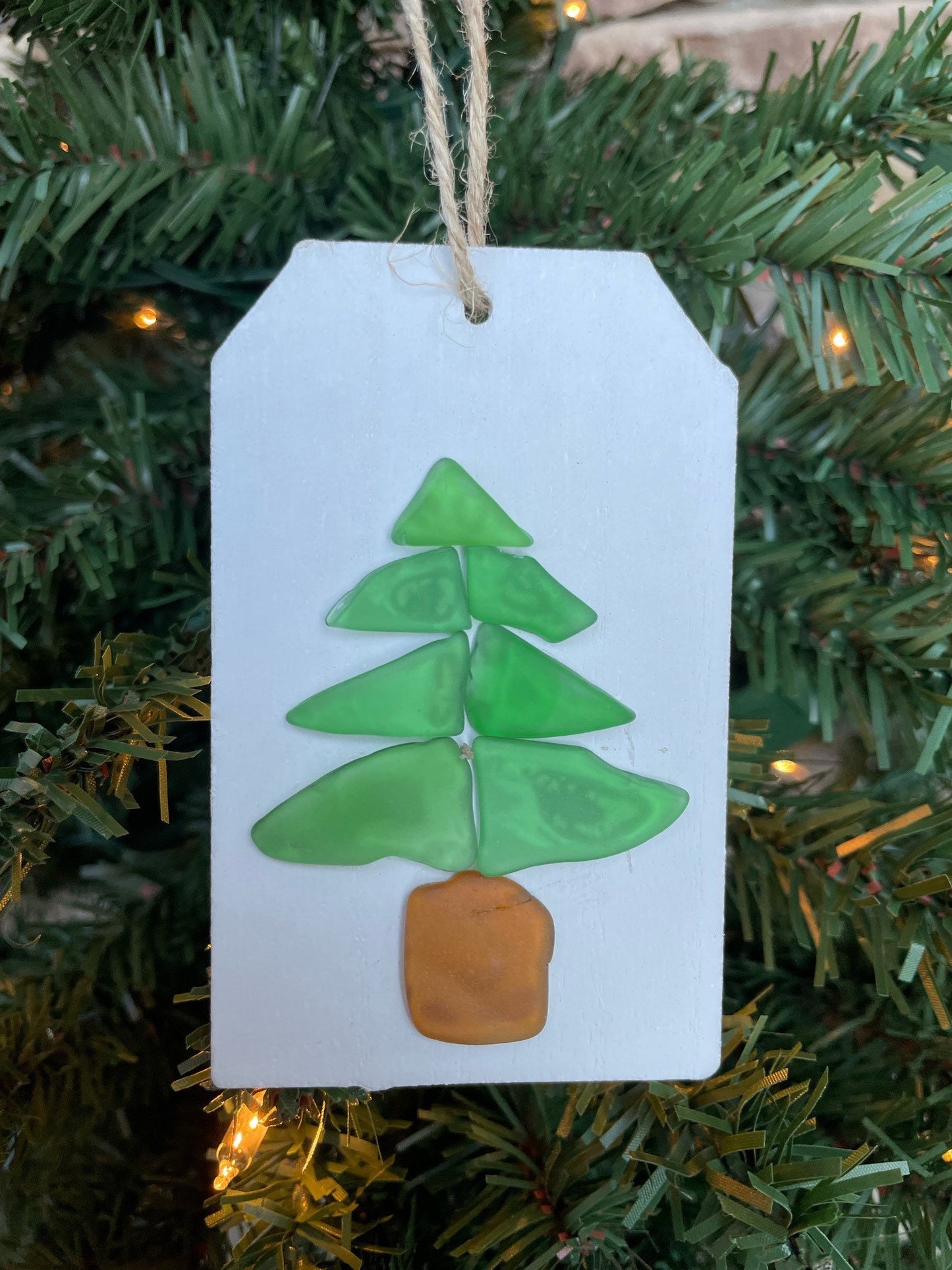 Sea Glass Christmas Tree Ornaments, Handmade Seaglass Holiday Decor