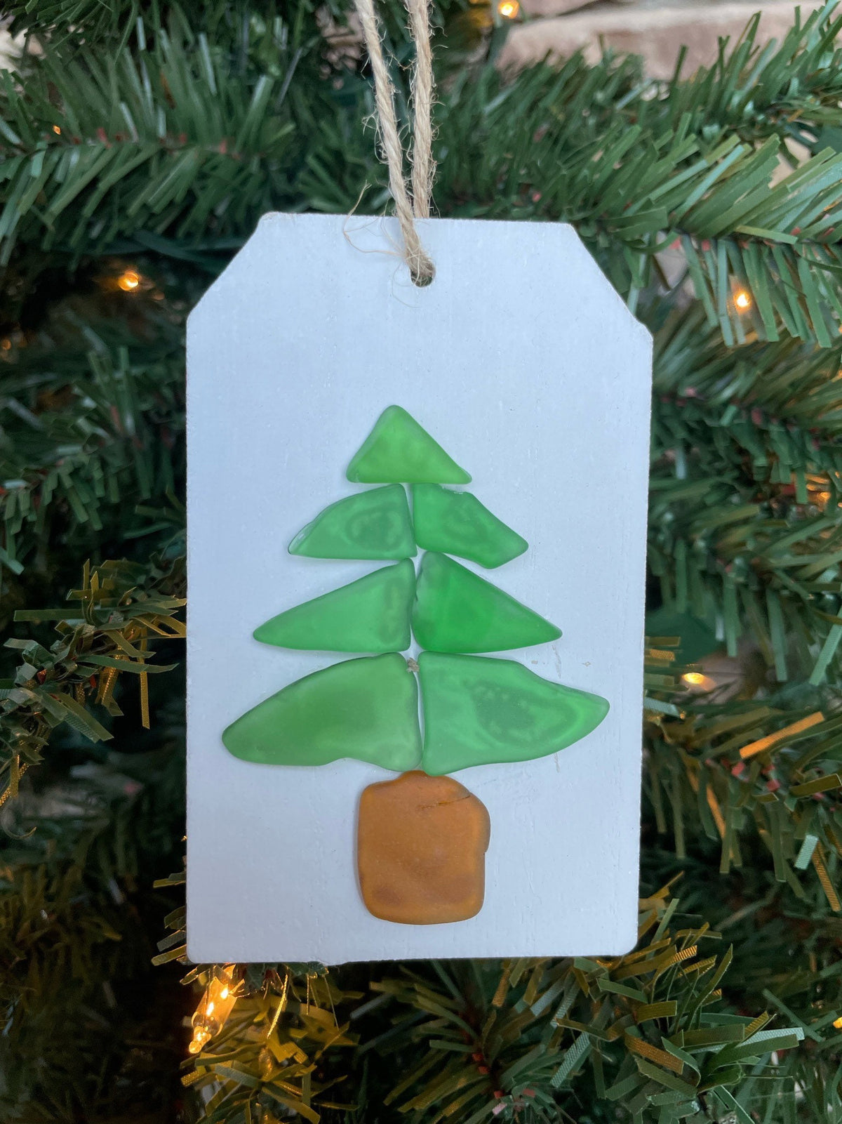 Sea Glass Christmas Tree Ornaments, Handmade Seaglass Holiday Decor