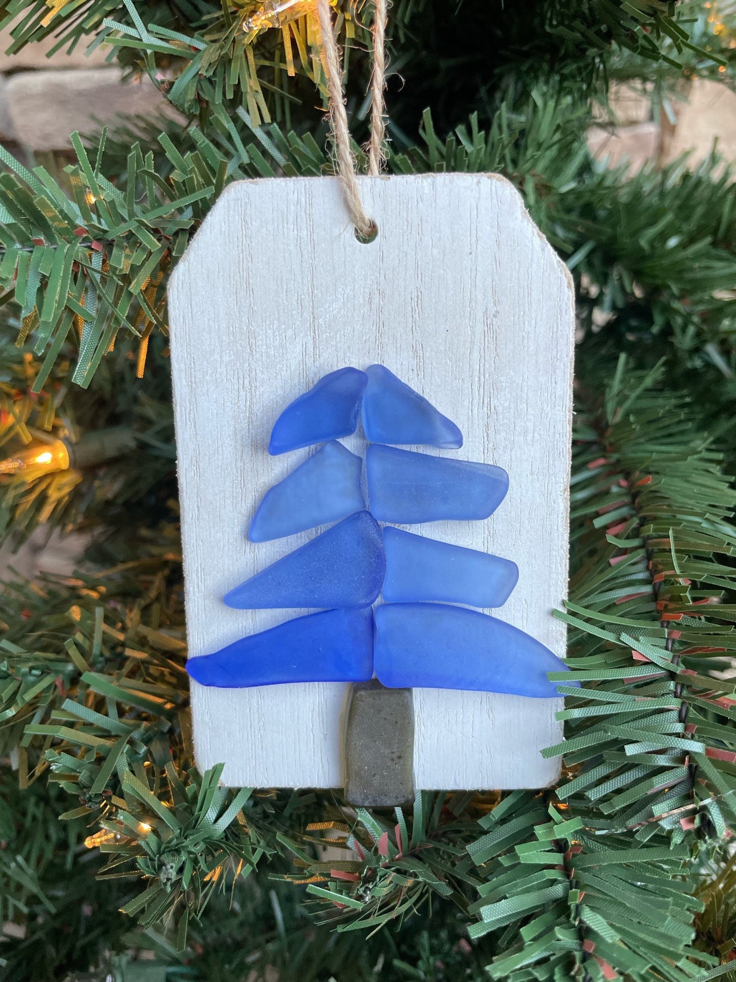 Handmade Sea Glass Christmas Tree Ornament, Scottish Coastal Decor