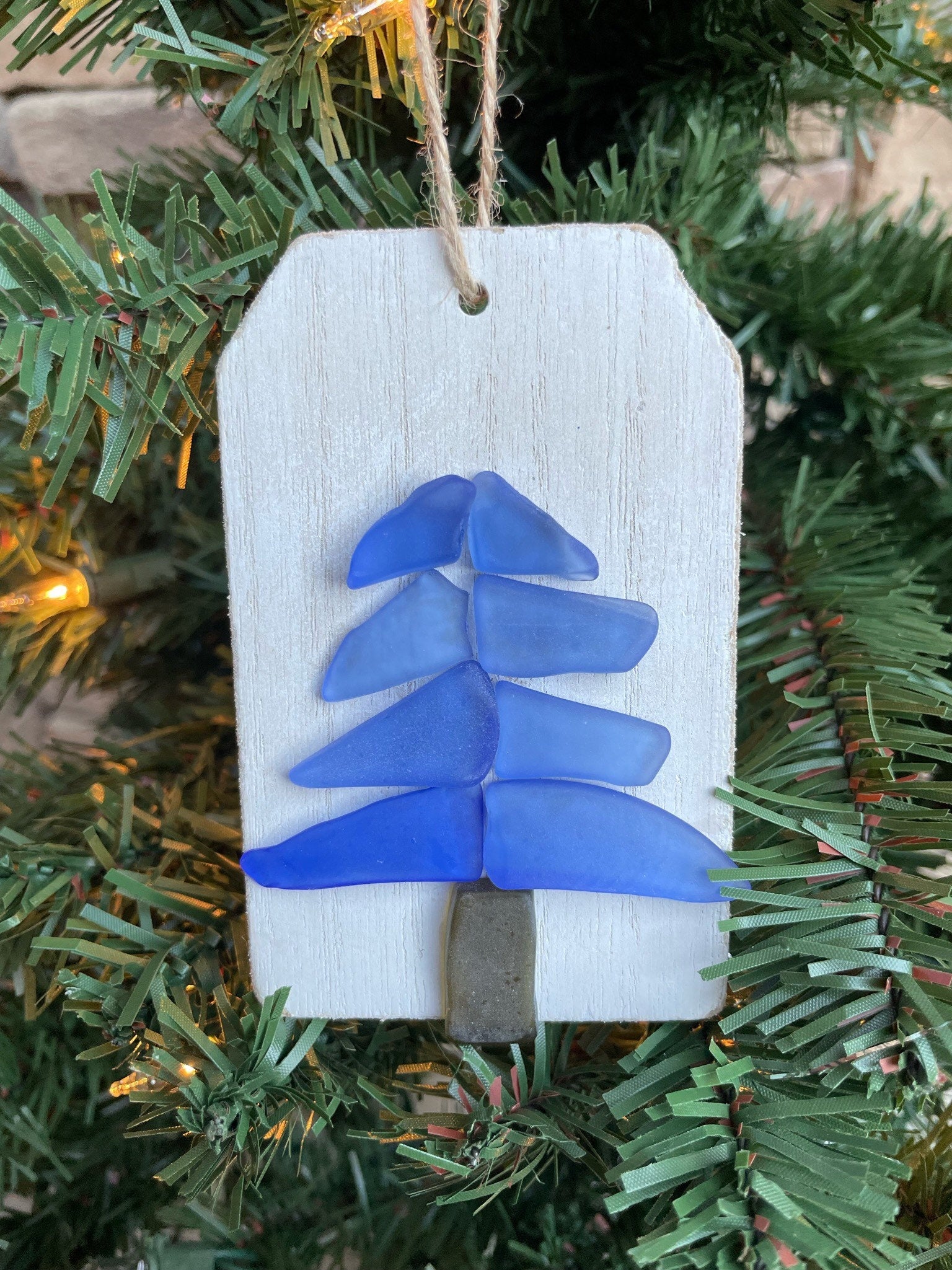 Handmade Sea Glass Christmas Tree Ornament, Scottish Coastal Decor